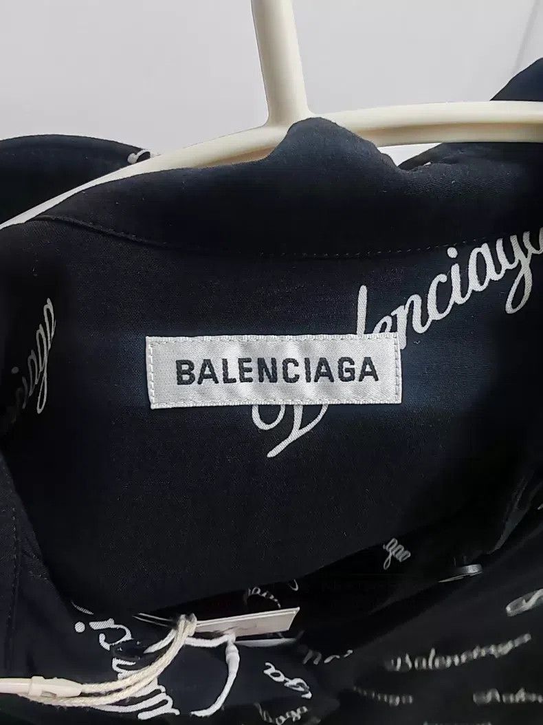 Balenciaga Balenciaga Black Full Print Logo Short Sleeve Shirt Size XXS / US 00 / IT 34 - 3 Thumbnail
