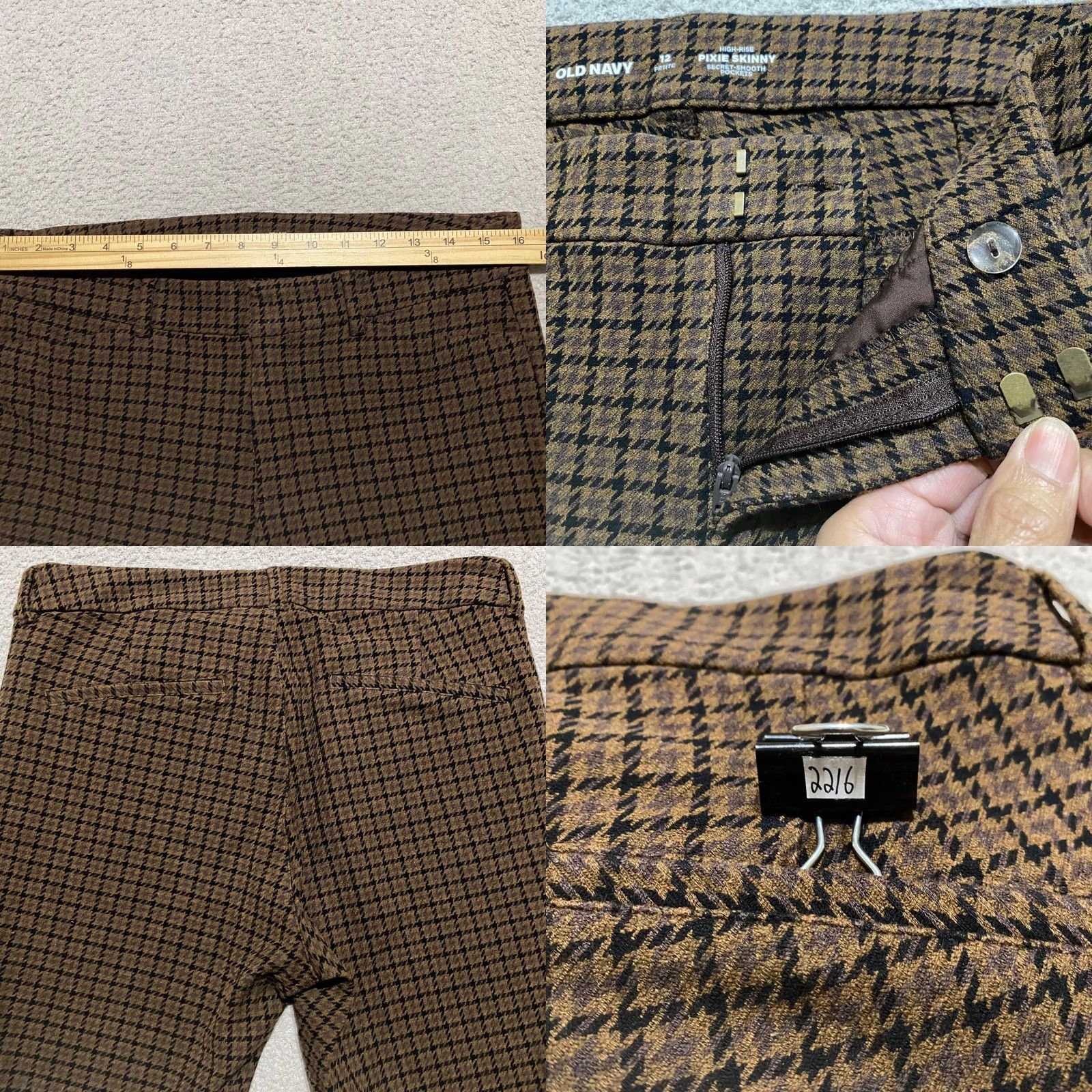 Old Navy Old Navy Pixie Skinny Stretch Plaid Pants - Brown, 12P, Petite, High Rise, Ankle, Wool? Wait no Size 34" / US 12 / IT 48 - 8 Thumbnail