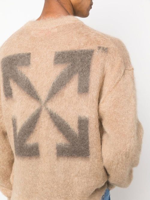 Off-White o1gr1nt1124 Arrow Mohair Skate Crewneck Sweater in Camel Size US M / EU 48-50 / 2 - 4 Thumbnail