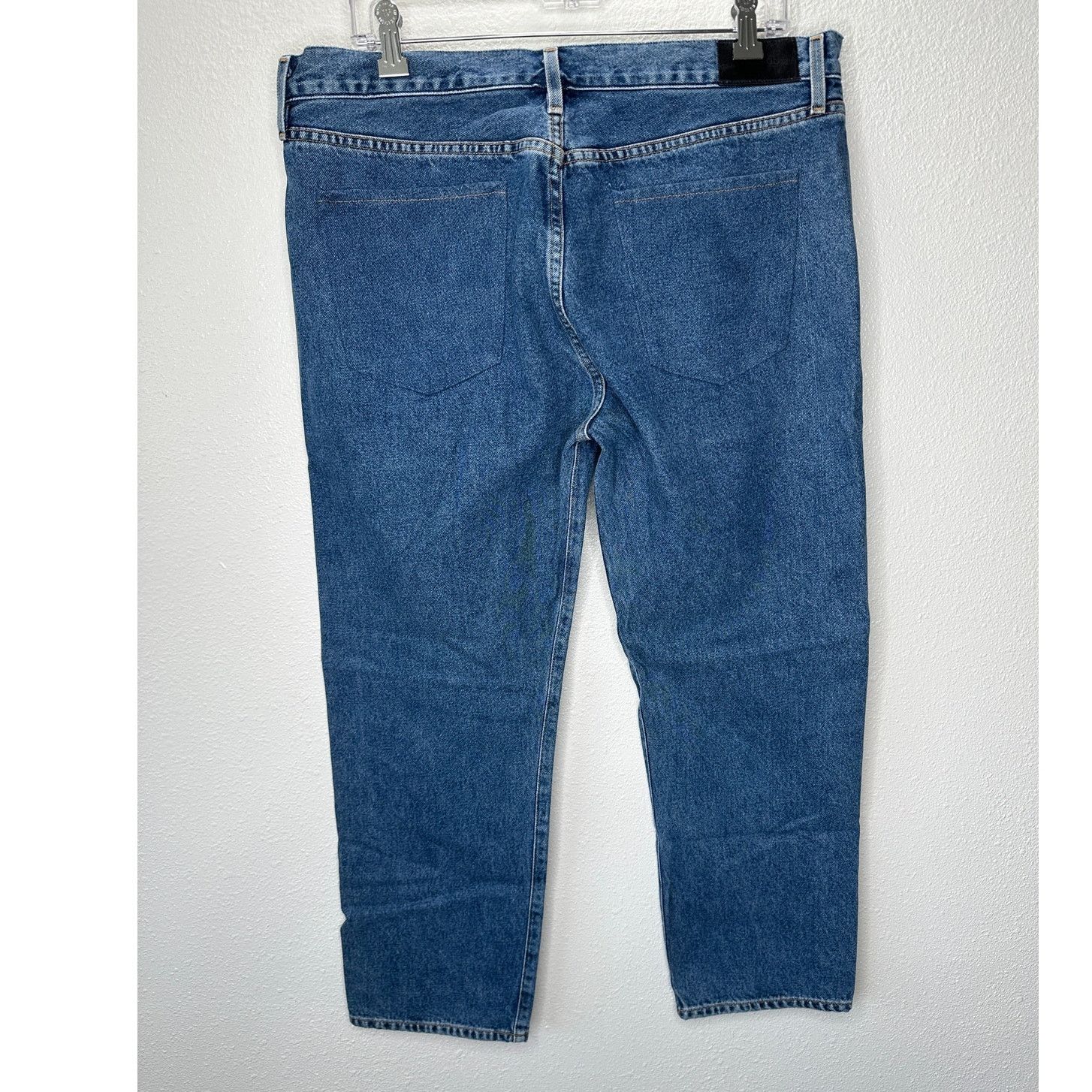 GOLDSIGN Goldsign Gold Button Fly Med Wash Straight Leg Crop Jeans 31 Size 31" - 3 Thumbnail