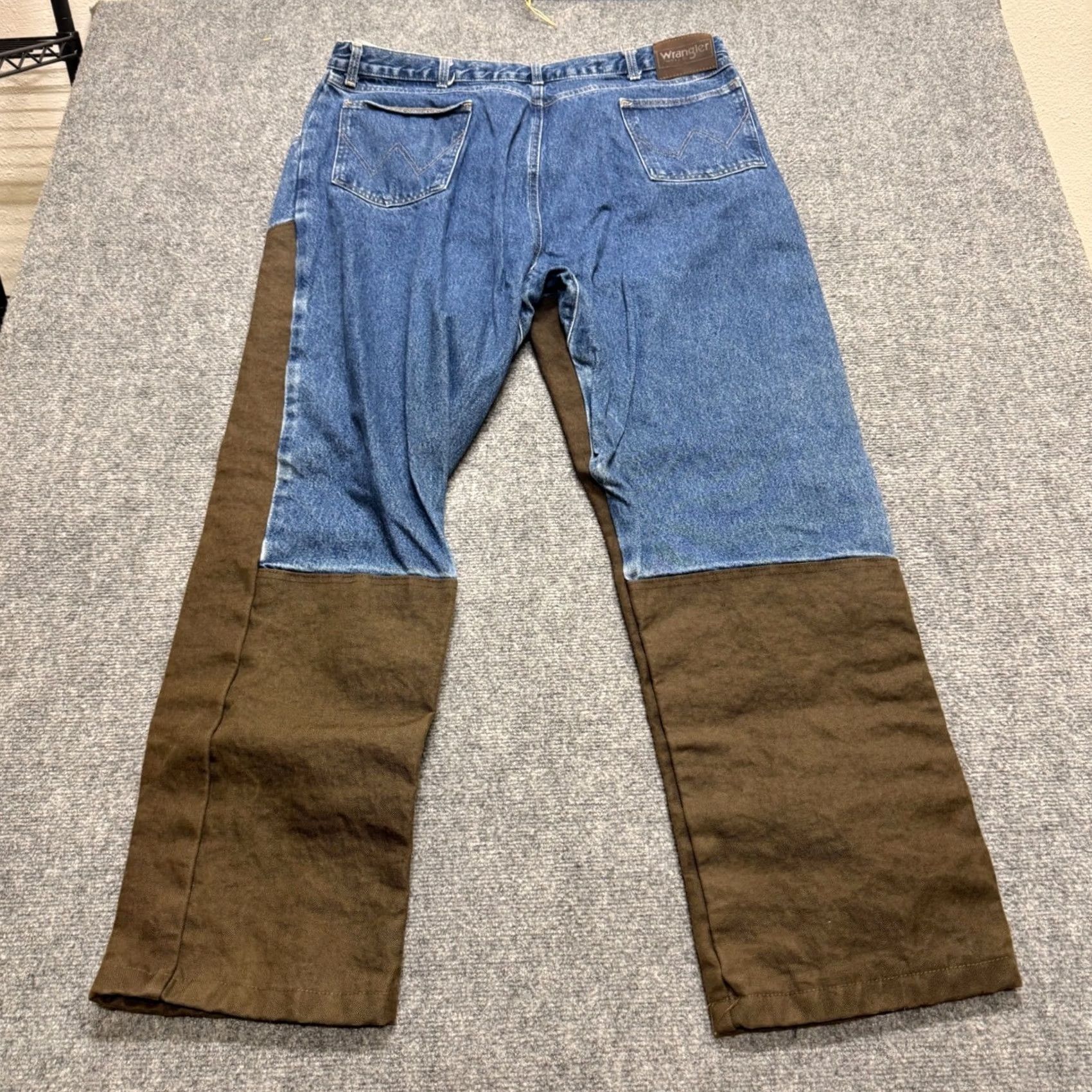 Wrangler VINTAGE Wrangler Pro Gear Jeans Men 38x32 Blue Brown Workwear Canvas Overlay Straight Denim Pants Mens Regular Size 38 Blue Brown Distressed Size US 38 / EU 54 - 2 Thumbnail