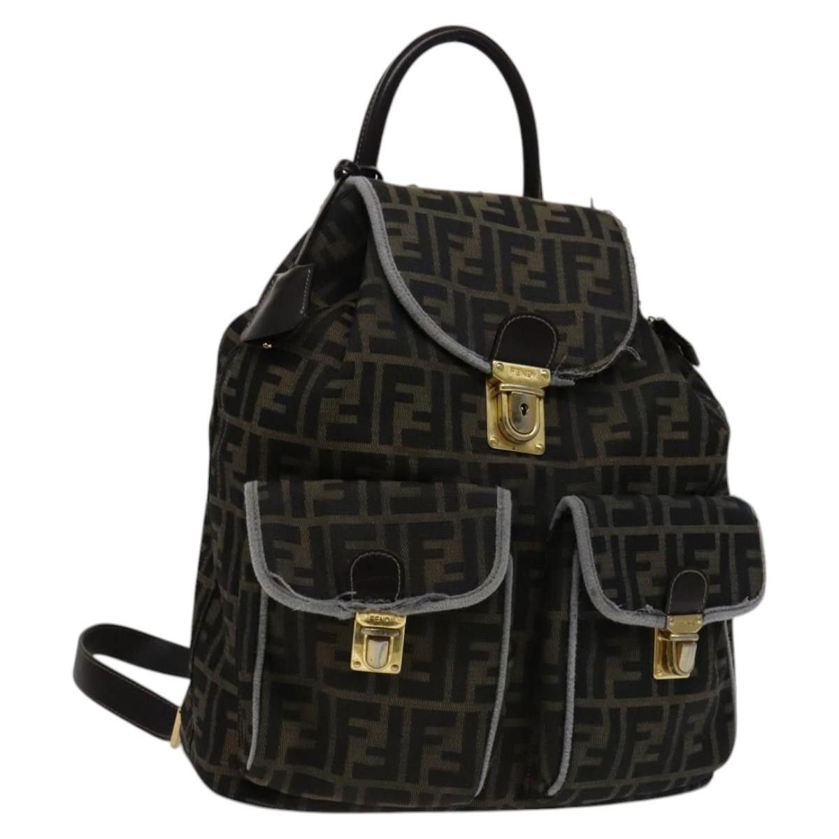 Fendi FENDI Zucca Canvas Backpack Brown Black Gold Size ONE SIZE - 1 Thumbnail