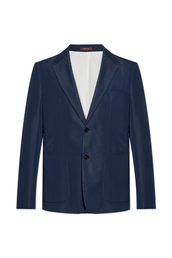 o1mt1gz0226 Embossed Cotton Twill Jacket in Navy Blue