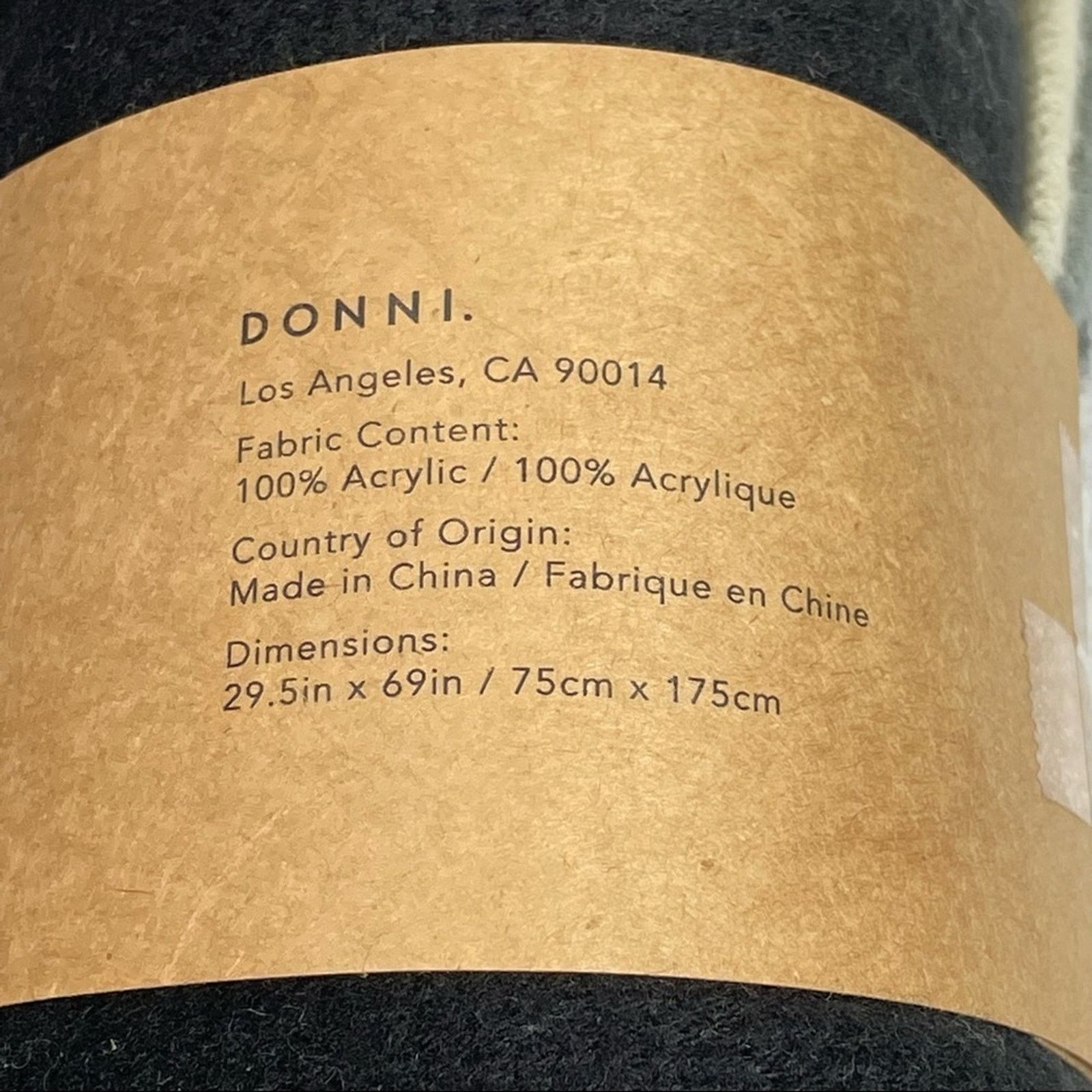 DONNI. DONNI Tri-Color Scarf Black Gray Cream Acrylic Wrap NWT Size ONE SIZE - 3 Thumbnail
