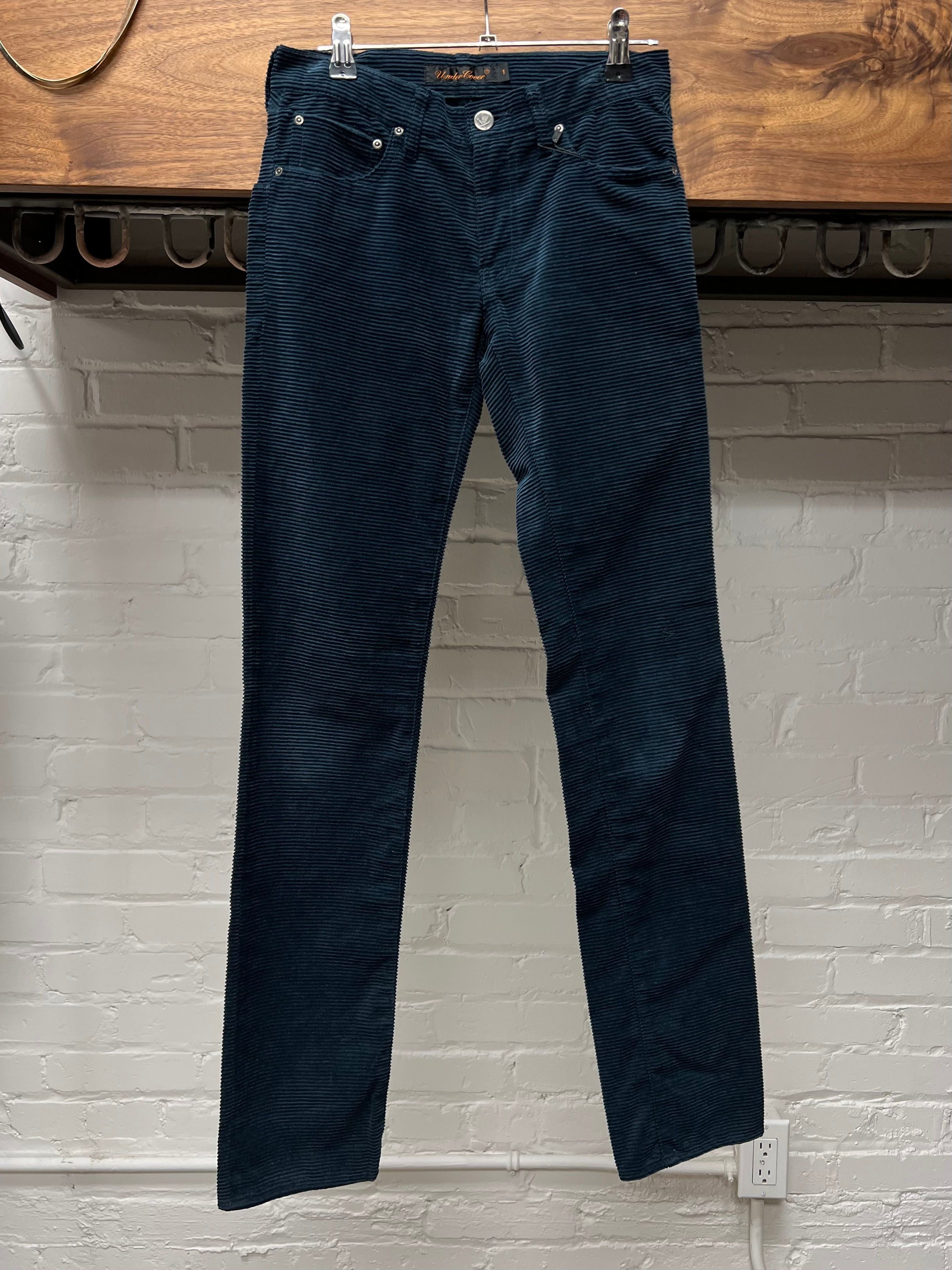 Undercover Undercover AW05 “Arts and Crafts” Navy Blue Corduroy Pants Size US 26 / EU 42 - 1 Thumbnail