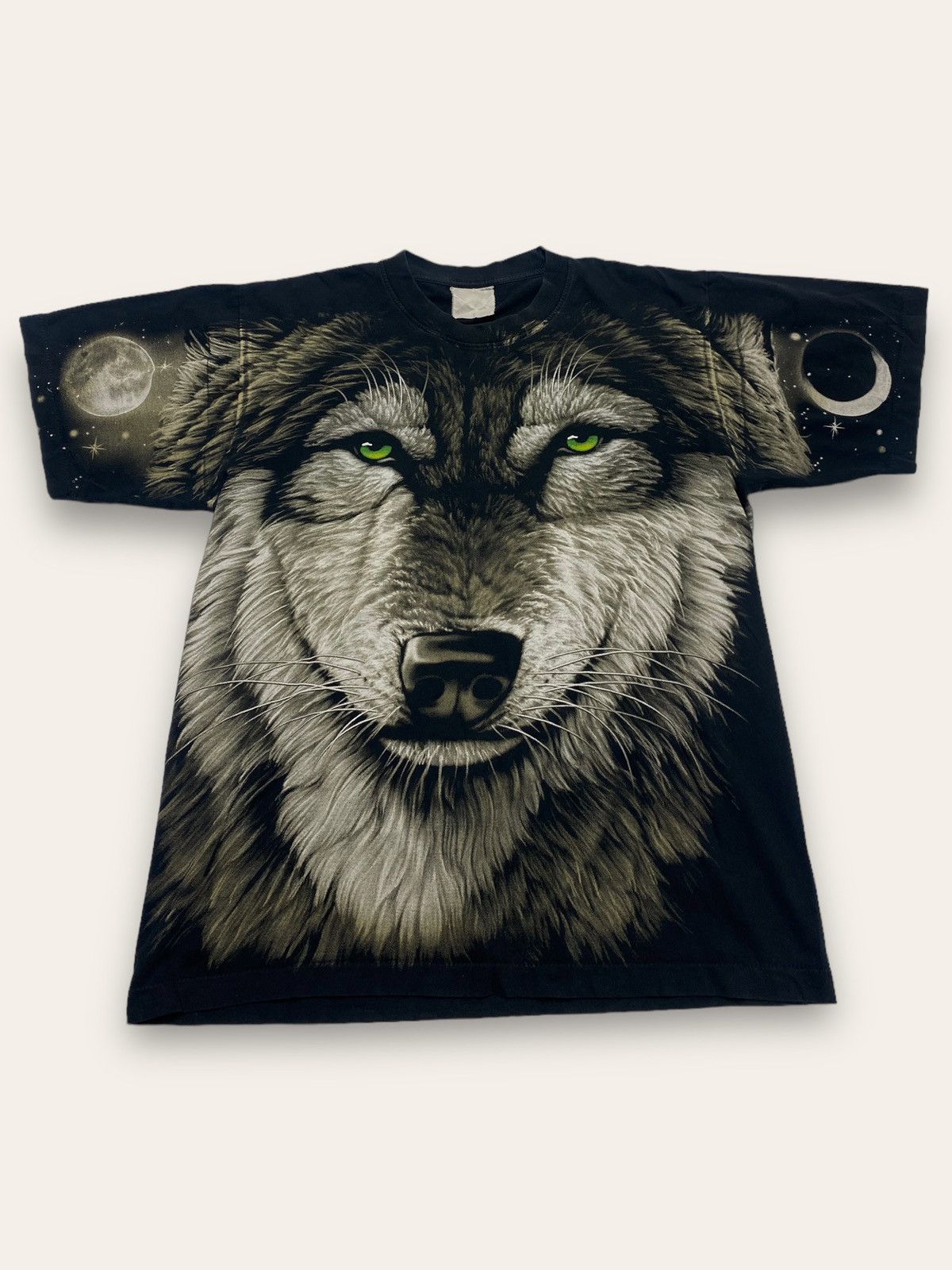 Vintage 90s Vintage NIGHT WOLF All Overprint AOP Single Stitch Tee Size US M / EU 48-50 / 2 - 1 Thumbnail