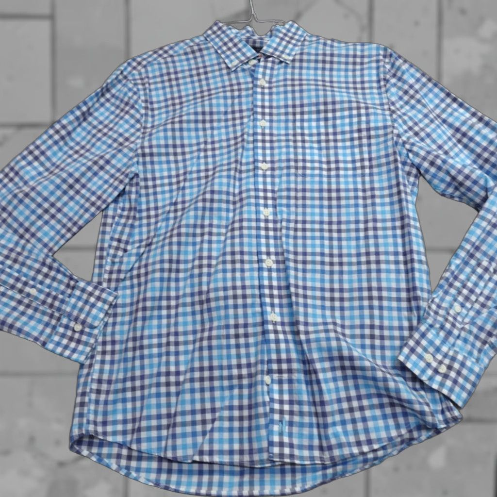 johnnie-O Johnnie-O Shirt Medium Blue Plaid Button-Down Long Sleeve Mens Classic Gingham Button-Up Cotton Size US M / EU 48-50 / 2 - 1 Thumbnail
