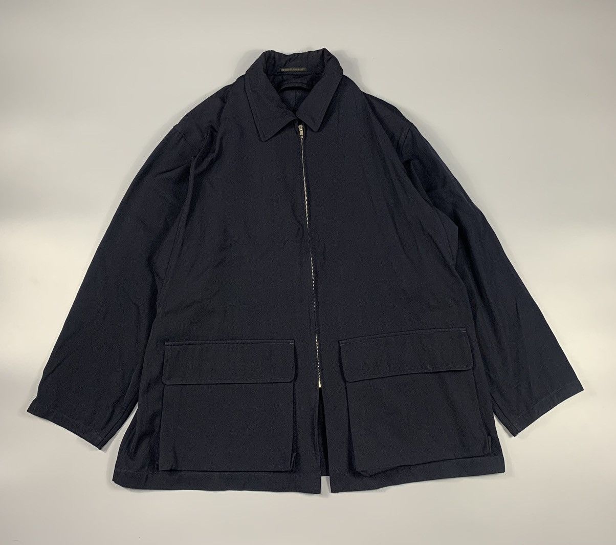 image of Yohji Yamamoto Mainline Yohji Yamomoto Pour Homme Zip Chore Jacket in Black Navy, Men's (Size XL)