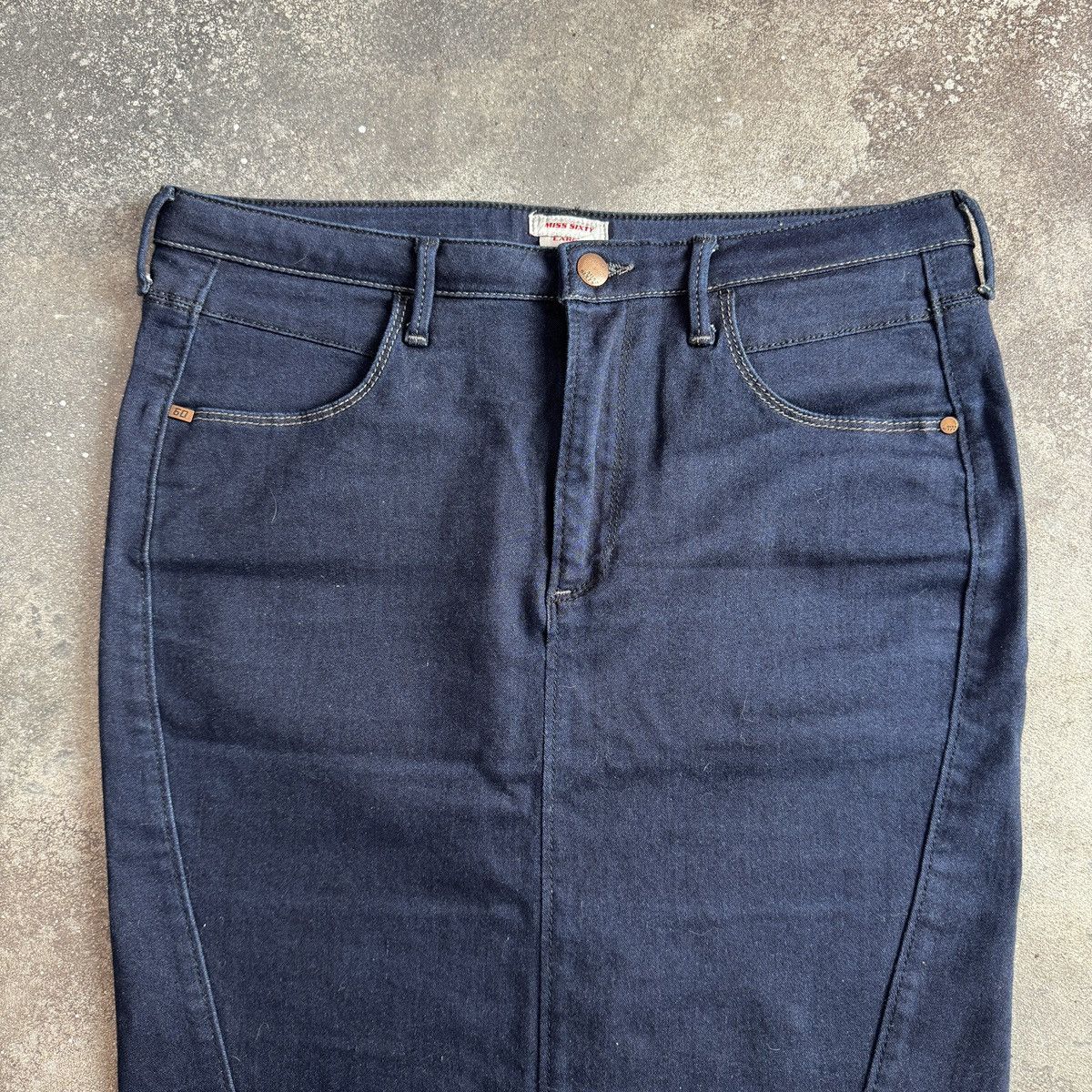 Miss Sixty Miss Sixty Y2K Dark Blue Denim Low Rise Pencil Skirt Size 29" - 3 Thumbnail