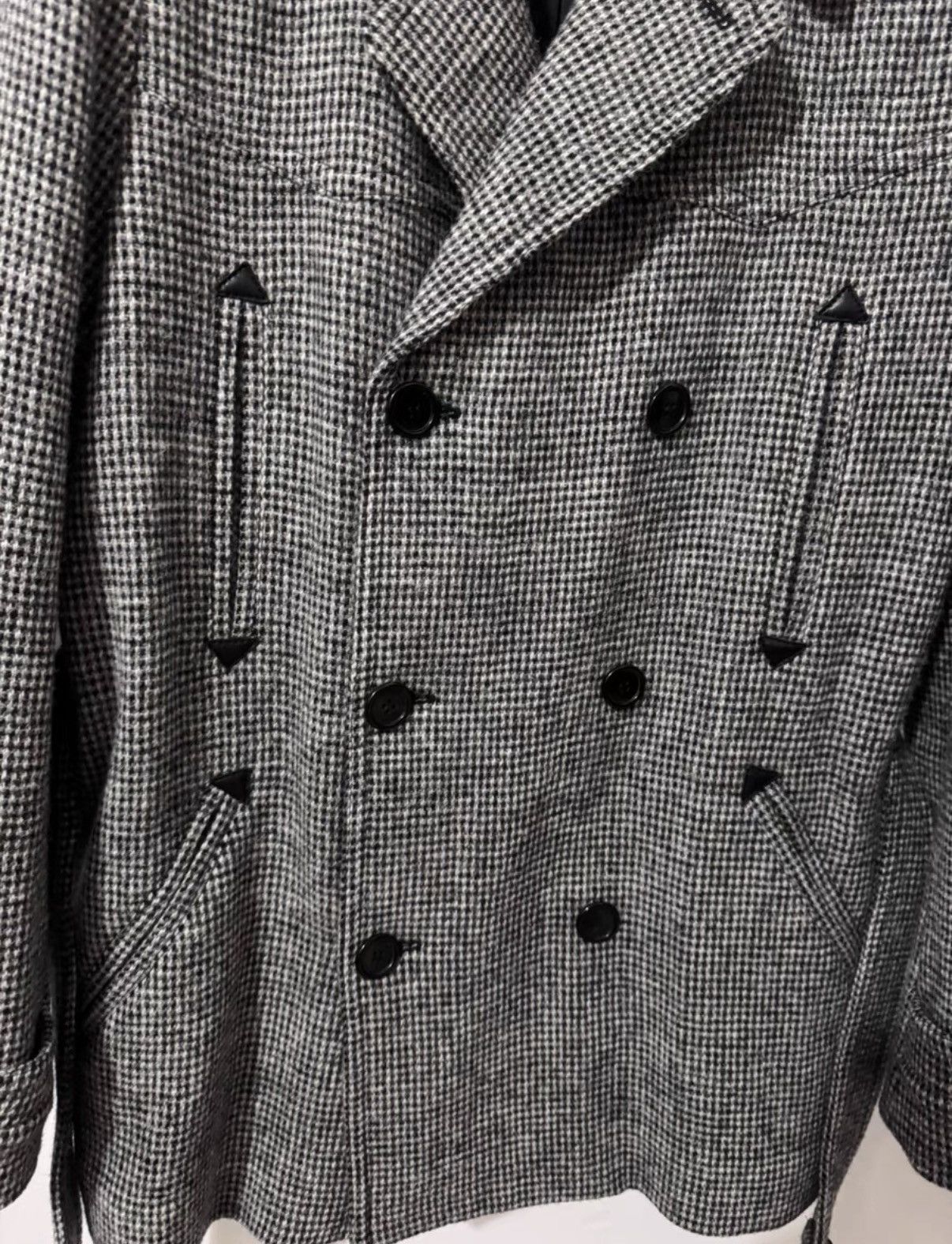 Saint Laurent Paris SLP) 14FW Runway Double-Breasted Houndstooth Overcoat Size US L / EU 52-54 / 3 - 3 Thumbnail