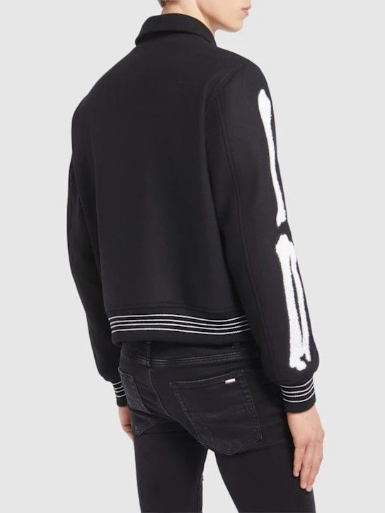 Amiri o1lsvrm0425 Bones varsity wool jacket in Black Size US L / EU 52-54 / 3 - 3 Thumbnail