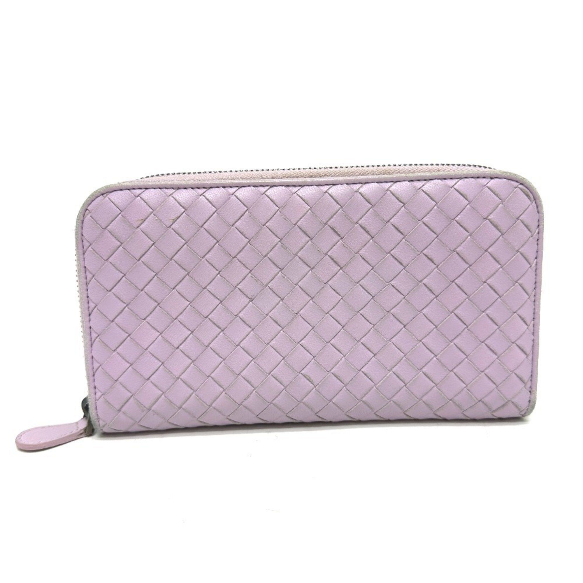 Bottega Veneta BOTTEGA VENETA 114076 Intrecciato Wallet, Round Zipper Leather, Women's, Purple Size ONE SIZE - 1 Thumbnail