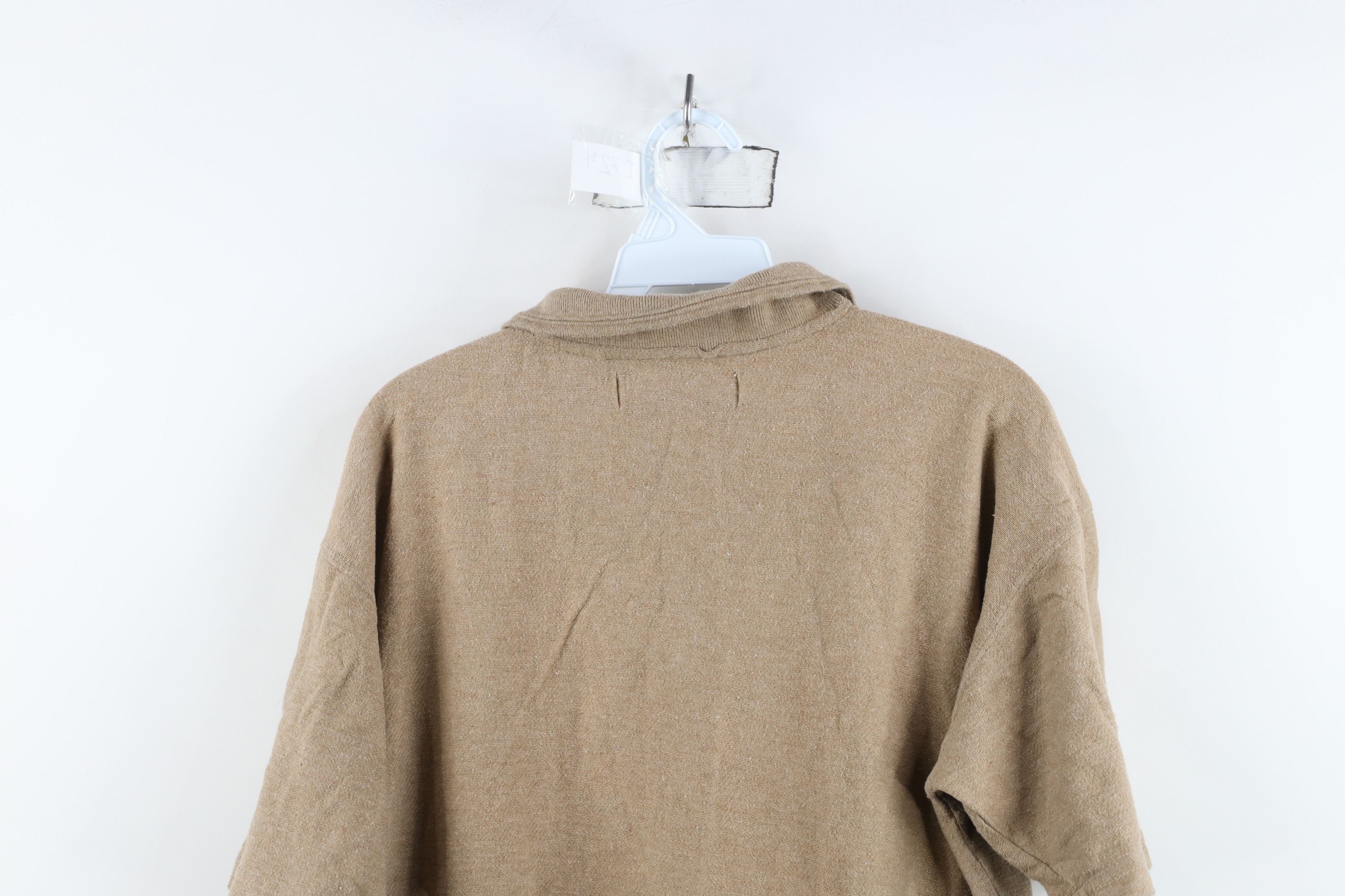 Vintage Vintage 90s Streetwear Blank Knit Golf Polo Shirt Beige Tan Size US L / EU 52-54 / 3 - 10 Thumbnail