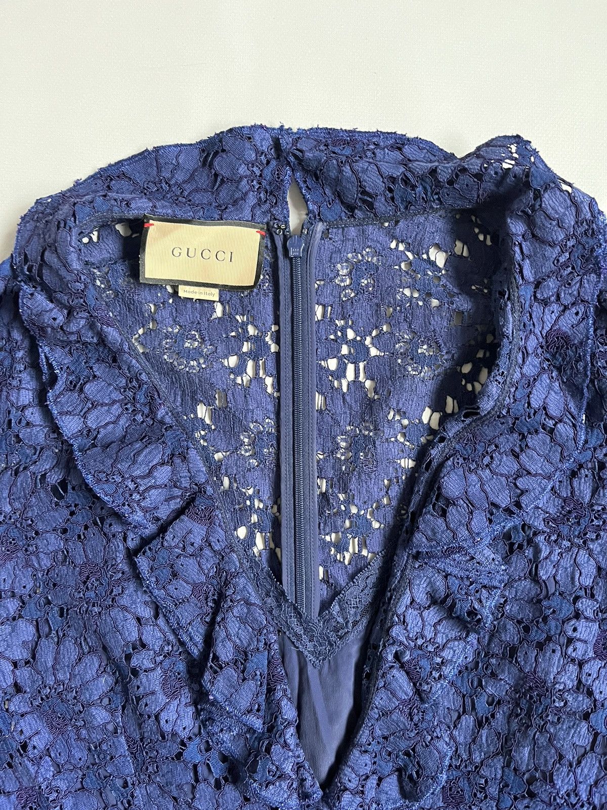 Gucci Gucci Blue Floral Lace Polyamide Dress Size M / US 6-8 / IT 42-44 - 2 Thumbnail