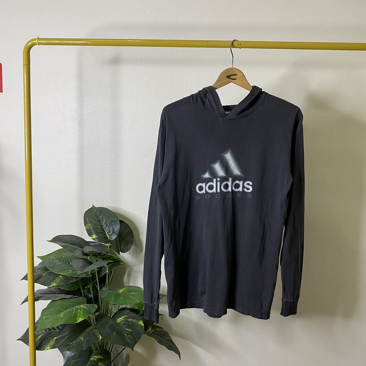 Adidas × Vintage Vintage 1990s Adidas Soccer Hooded LS Tee Size US M / EU 48-50 / 2 - 1 Thumbnail