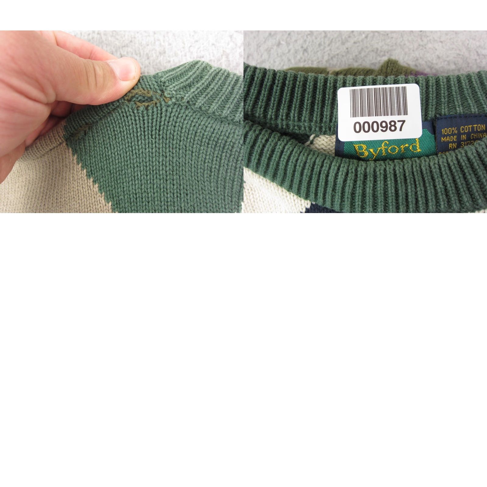 Vintage VINTAGE Byford Sweater Mens XL Brown Diamonds 90s Pullover Knit Crew Neck Made for Casual Winter Fall Spring Mens Size US XL / EU 56 / 4 - 9 Thumbnail