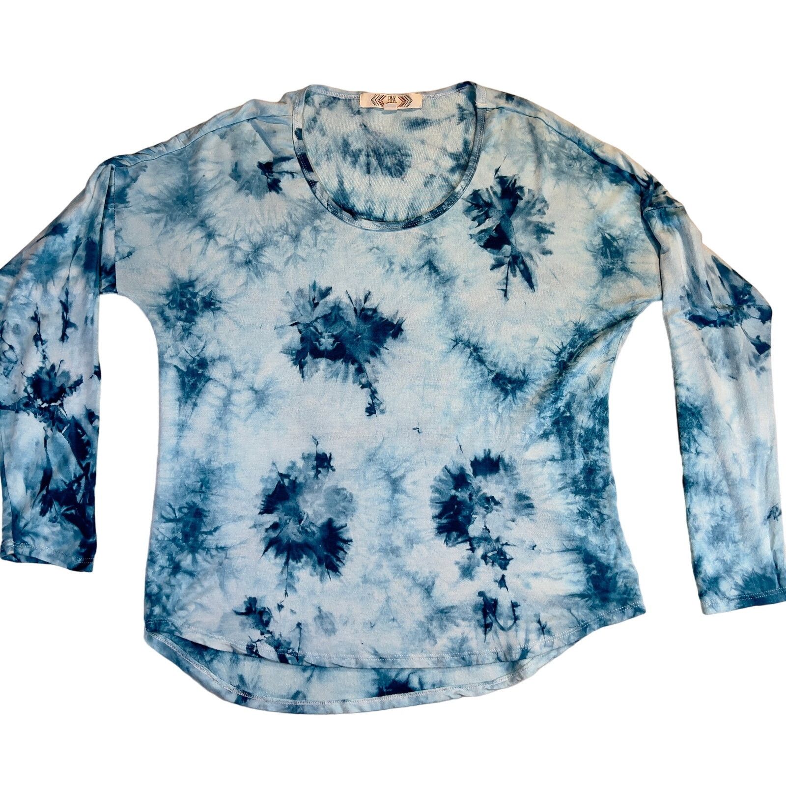 Other Pink Rose Blue Tye Dye Wavy Hem Long Sleeve Shirt Woman's M Size M / US 6-8 / IT 42-44 - 1 Thumbnail