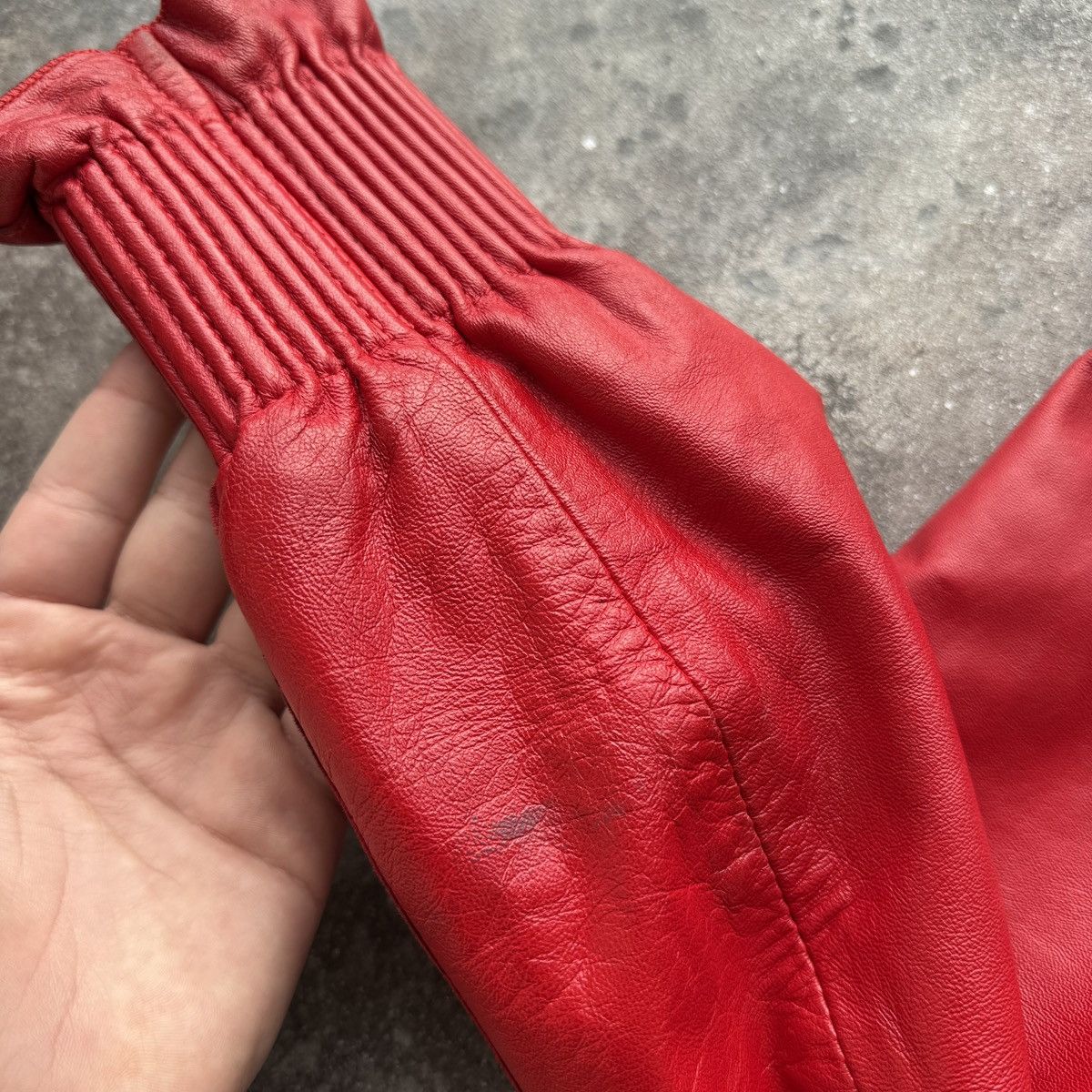 Japanese Brand Vintage Faux Fur Details Red Genuine Leather Cropped Jacket Size S / US 4 / IT 40 - 13 Thumbnail