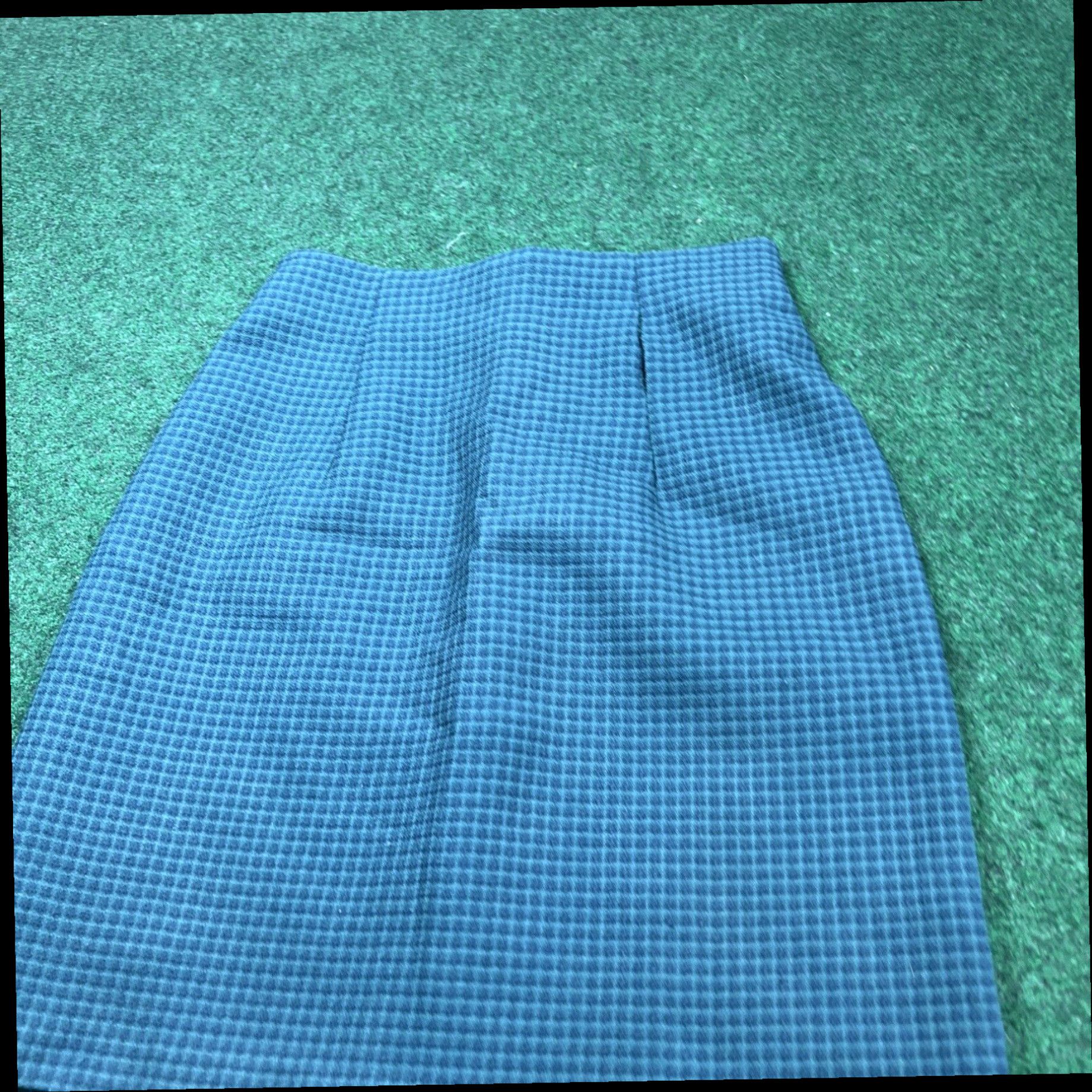 Vintage All that Jazz Skirt Womens 5/6 Green Plaid Elastic Waist USA 24x18 Size 27" / US 4 / IT 40 - 2 Thumbnail