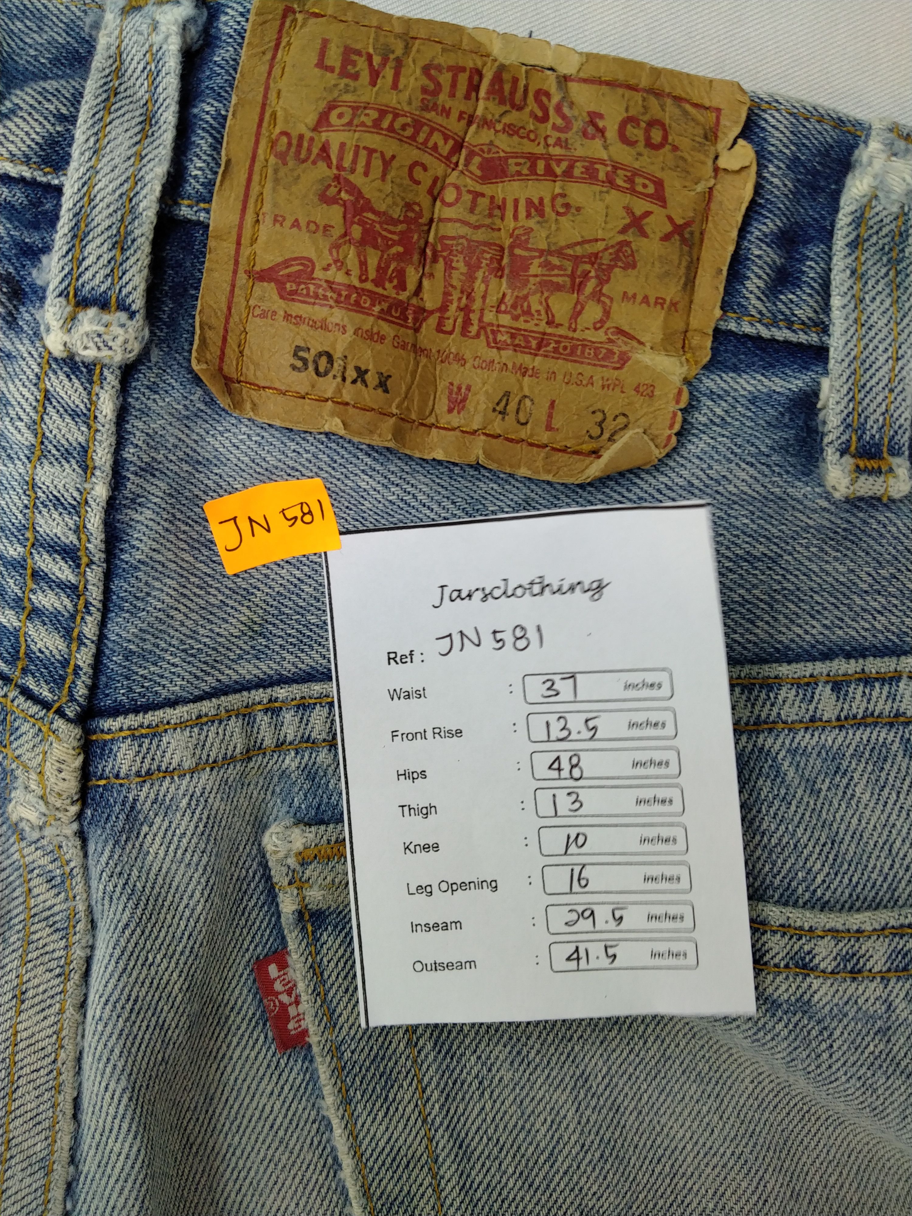 Levi's Vintage Levi's 501xx Distressed Denim 37x29.5 -JN581 Size US 37 - 8 Thumbnail