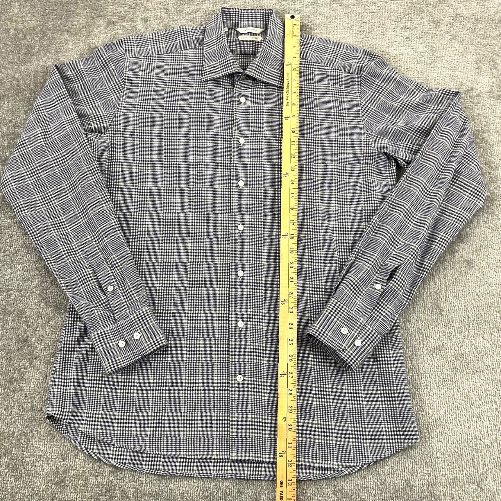 Suitsupply Suitsupply Dress Shirt Mens Large 16.5L Long Sleeve Blue White Houndstooth Plaid Classic Size US L / EU 52-54 / 3 - 4 Thumbnail