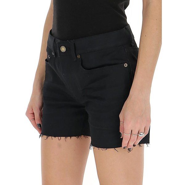 Saint Laurent Paris o1b1hav111224 Low Rise Shorts in Stretch Denim in Used Black Size 27" / US 4 / IT 40 - 5 Thumbnail