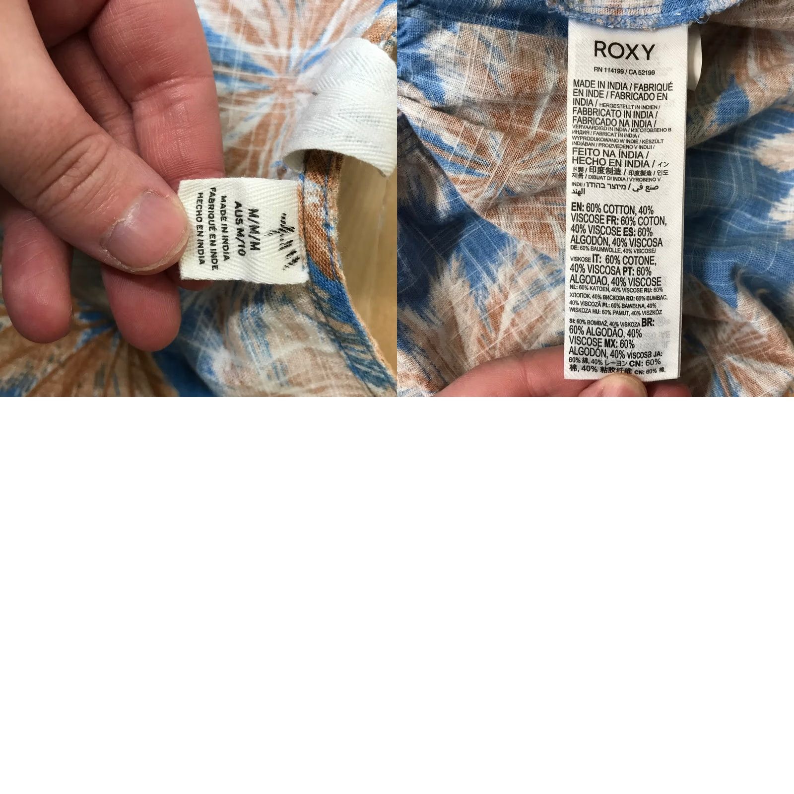 Vintage VINTAGE ROXY Palm Tree Print V Neck Button Front Tiered Dress Blue Tan Women's M Size M / US 6-8 / IT 42-44 - 8 Thumbnail