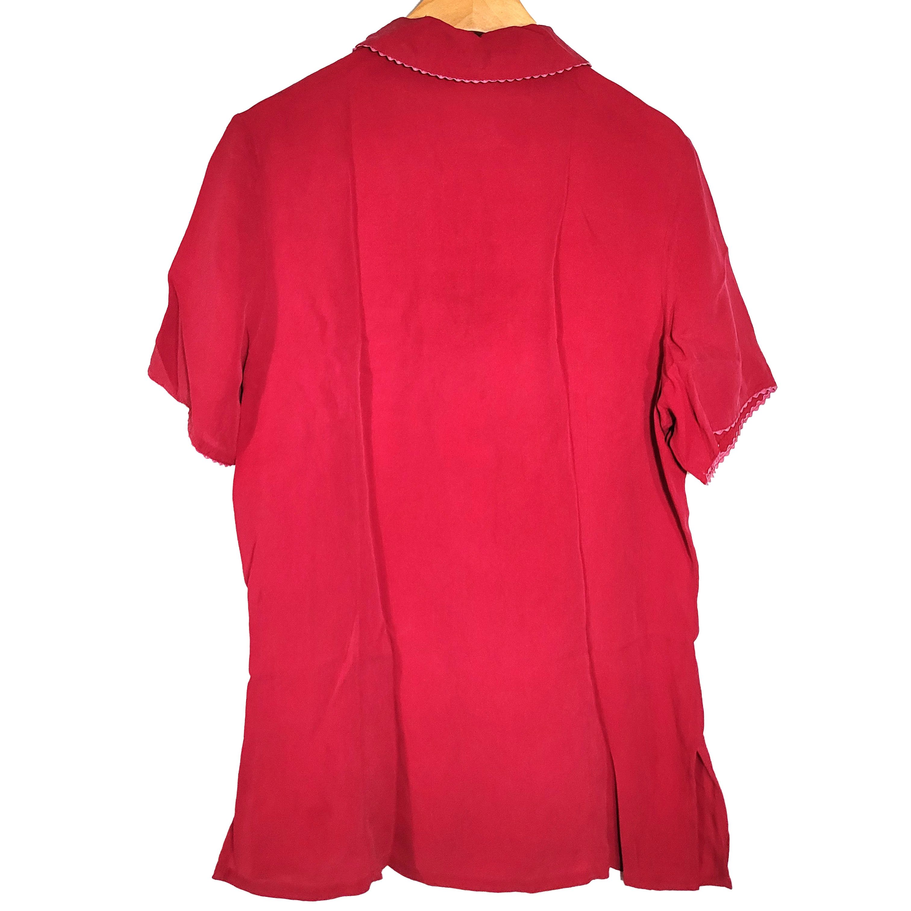 Other Women's 100% Silk Short Sleeve Top Button-Up Shirt SCK251 Size M / US 6-8 / IT 42-44 - 2 Thumbnail