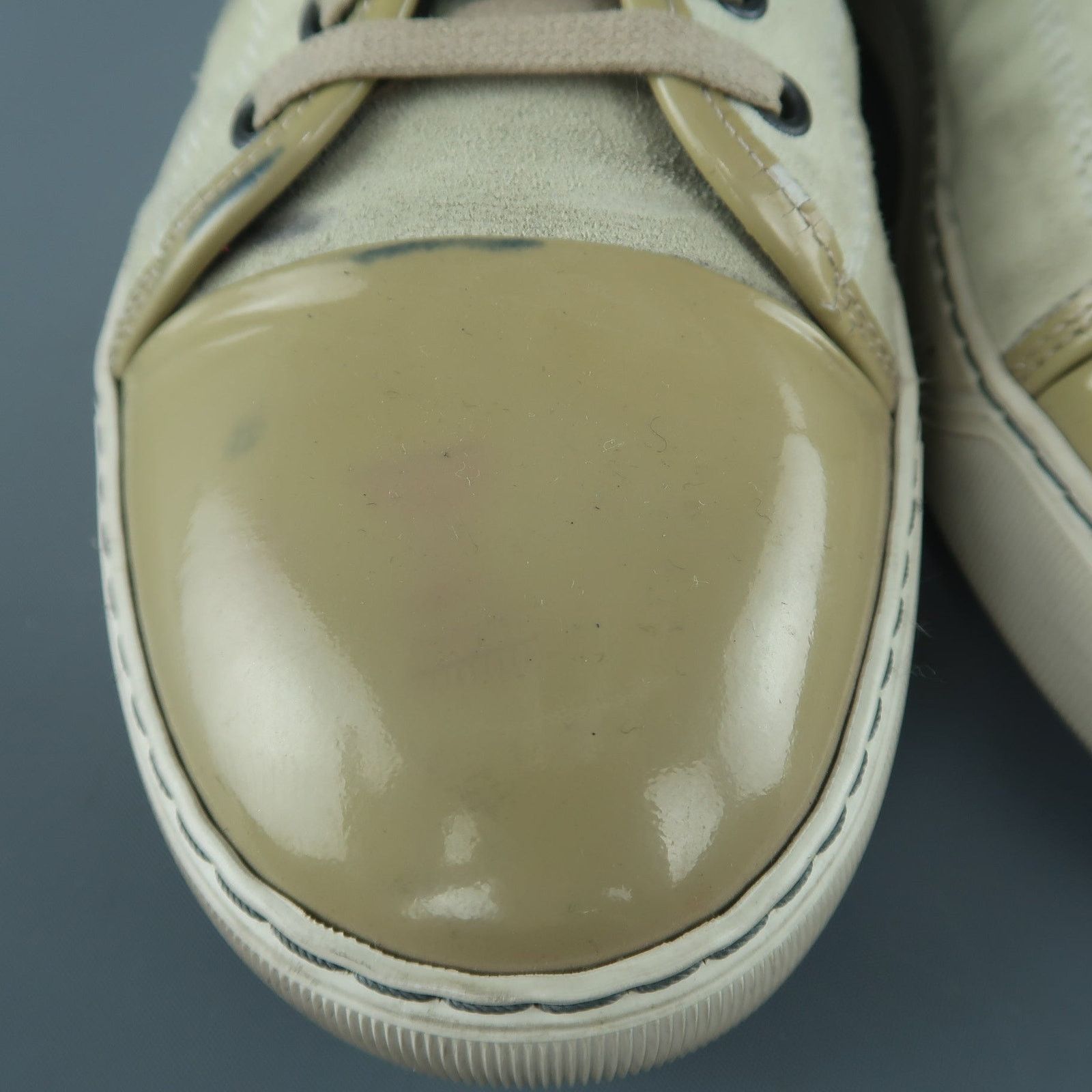 Lanvin LANVIN Size 9 Beige Suede & Patent Leather Lace Up Sneakers Size US 9 / EU 42 - 3 Thumbnail