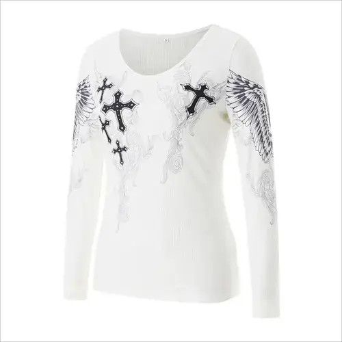 Japanese Brand × Vintage Fashion Graphic Cross Long Sleeve Crystal Top Size S / US 4 / IT 40 - 3 Thumbnail