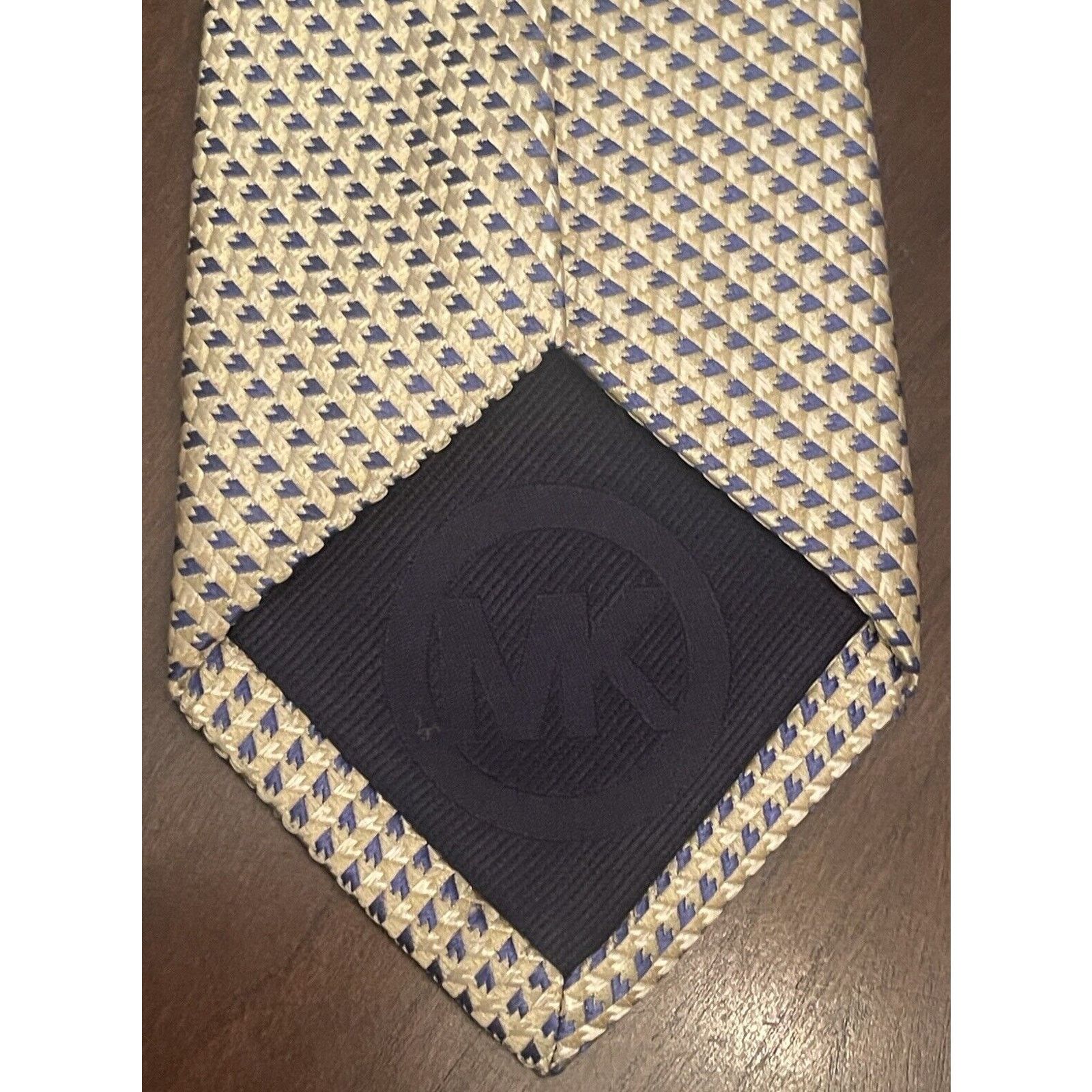 Michael Kors Michael Michael Kors Gold Blue 100% Silk Made In China Size ONE SIZE - 2 Thumbnail