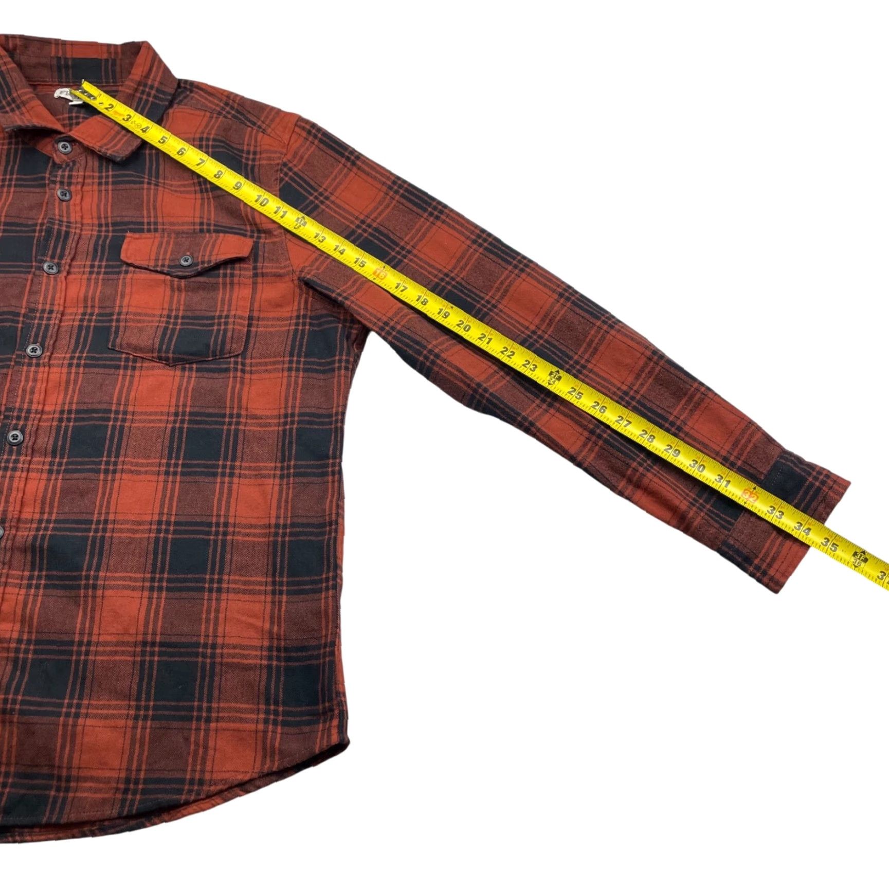 Frye and Co Men’s Flannel Button Work Shirt Brown/Black Plaid XL