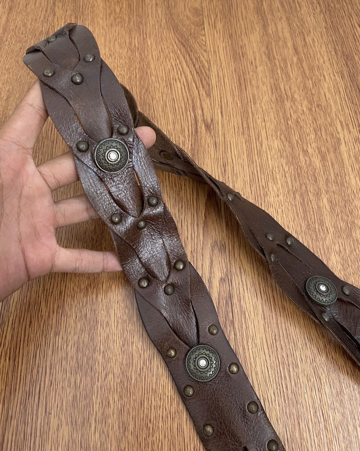 If Six Was Nine × Japanese Brand × KMRii Braided studded crystal leather belt Size ONE SIZE - 6 Thumbnail