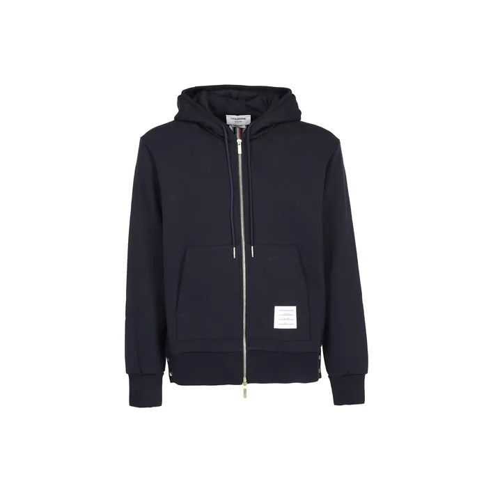 Thom Browne Thom Browne Blue Zip Hoodie with Stripes 0079 Size US XXS / EU 40 - 1 Thumbnail