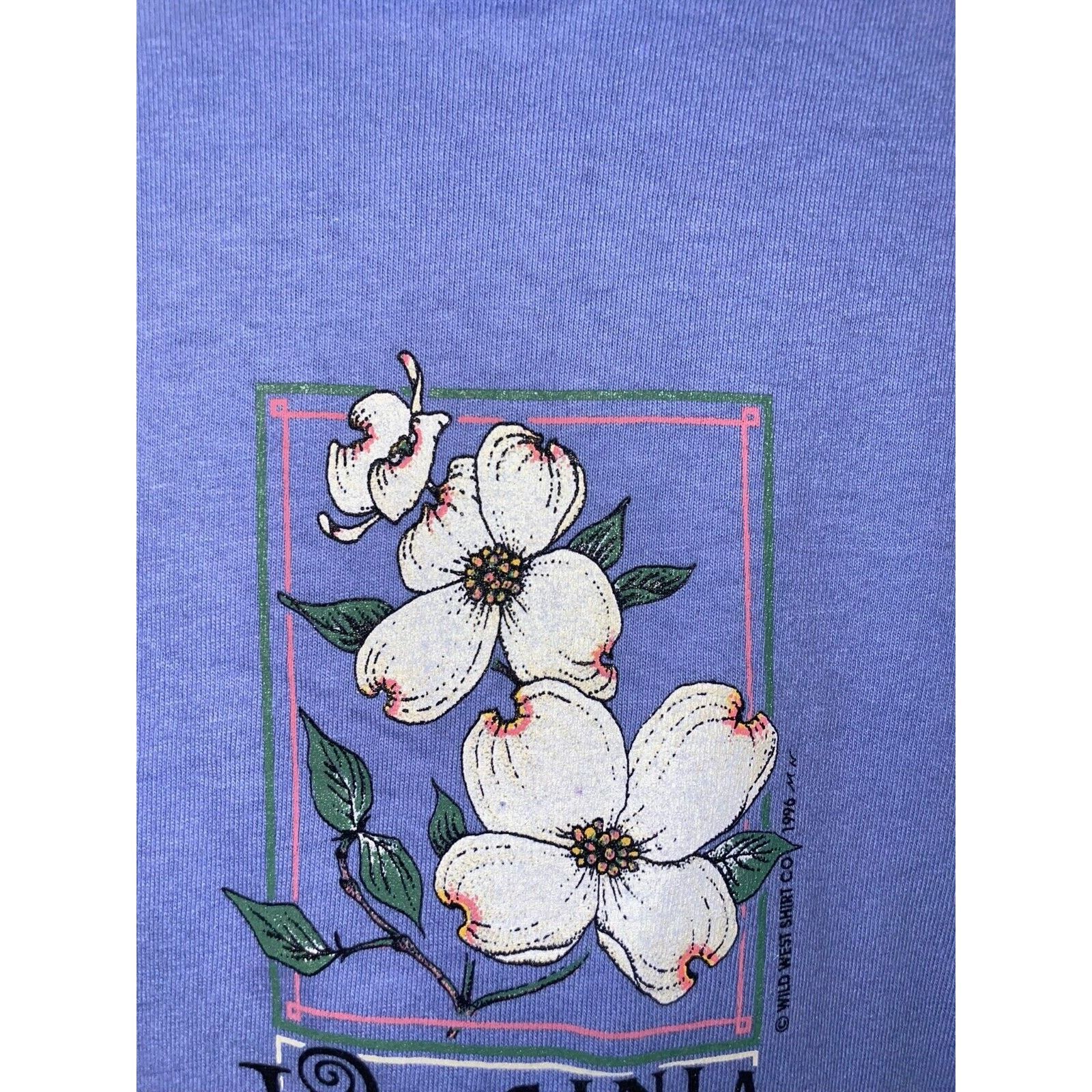 Vintage Vintage Virginia Flower Shirt Flowering Dogwood Blue Tee 90s Size US L / EU 52-54 / 3 - 3 Thumbnail