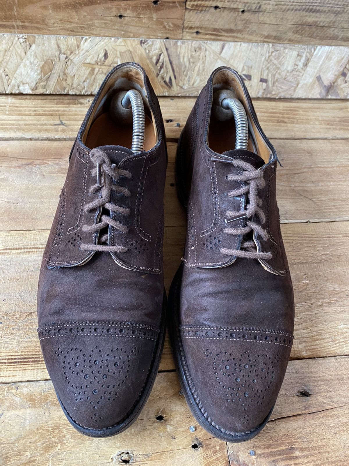 Alden Alden oxford brown suede cap-toe leather shoes sz 8E Size US 8 / EU 41 - 3 Thumbnail
