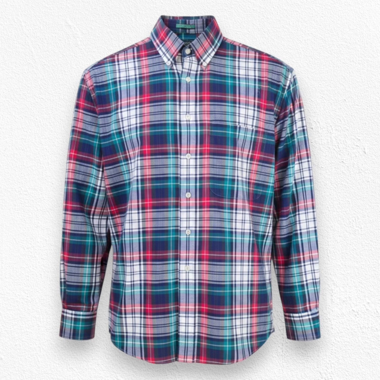 Izod Vintage IZOD Teal Red Plaid Button-Down Shirt Size Large Size US L / EU 52-54 / 3 - 1 Thumbnail