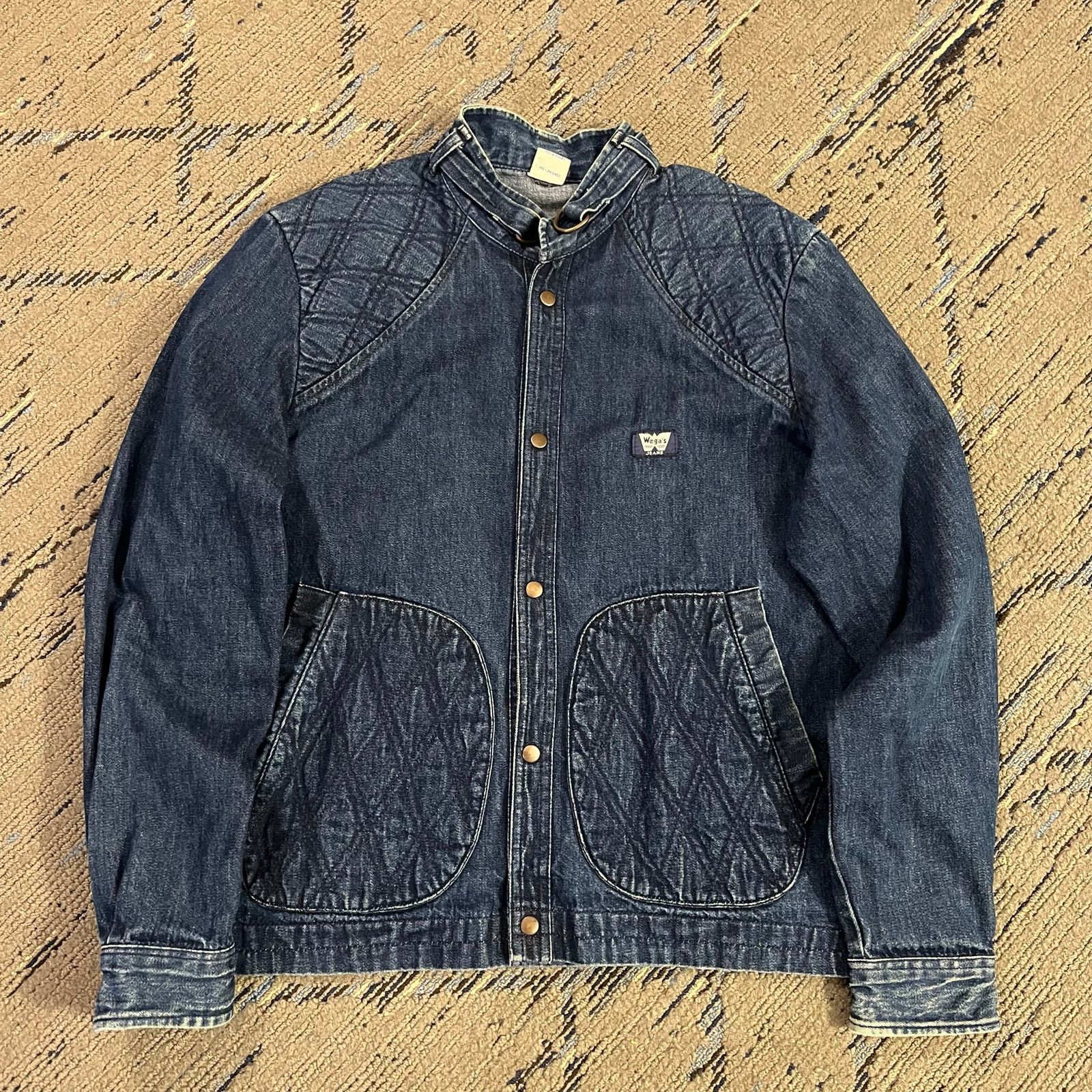 Other Vintage Santista Wegas Indigo Quilted Panel Denim Jacket Size M / US 6-8 / IT 42-44 - 1 Thumbnail