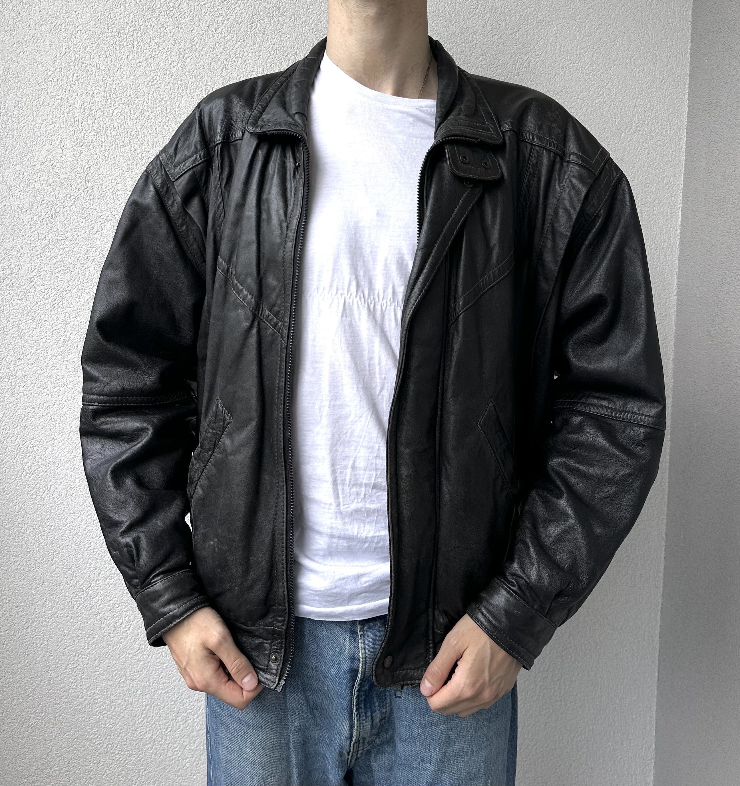 Vintage Leather jacket male boxy avant garde Size US L / EU 52-54 / 3 - 1 Thumbnail