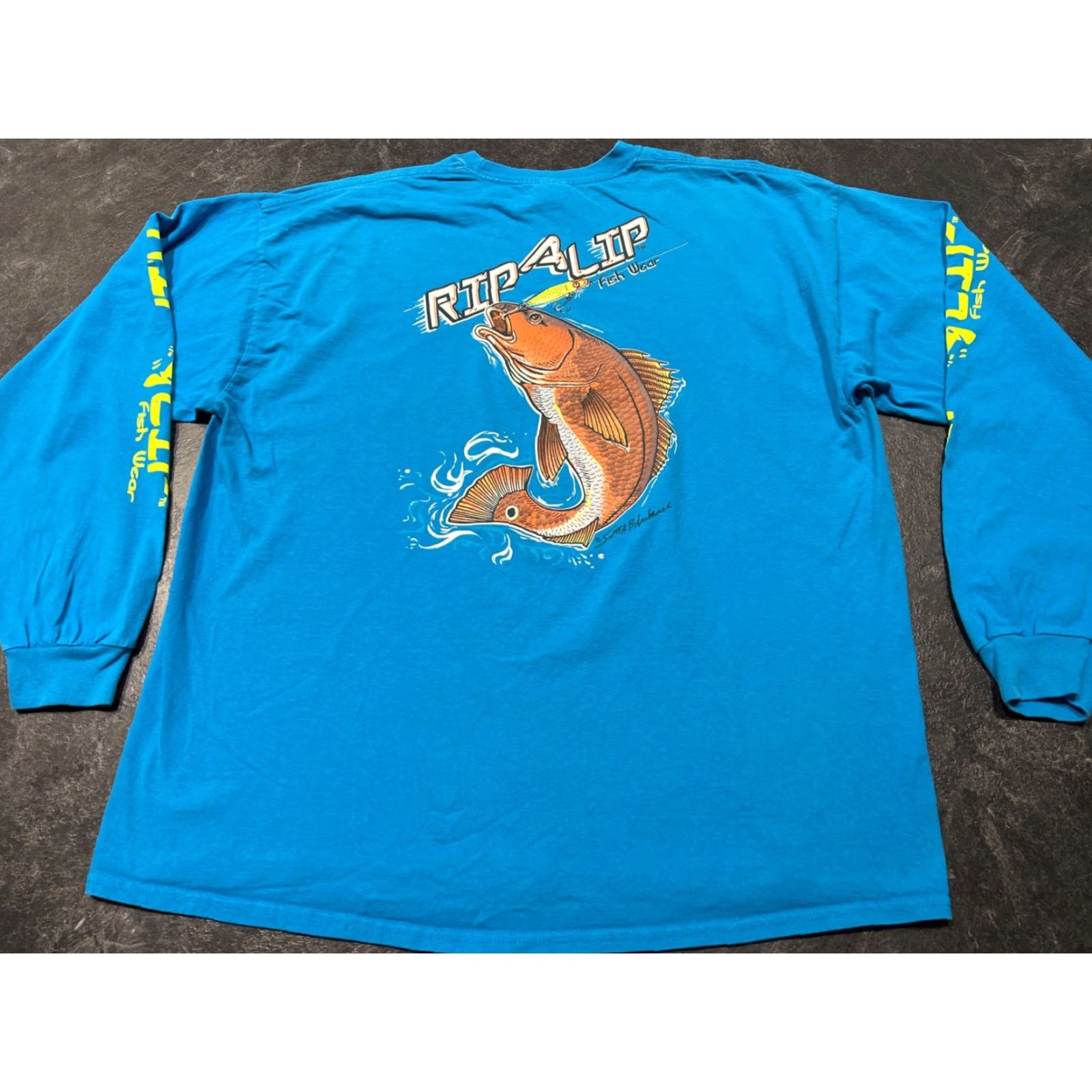 Vintage VINTAGE Rip A Lip Fish Wear Long Sleeve T-Shirt Men 2XL Blue Fish 2000s Size US XXL / EU 58 / 5 - 2 Thumbnail
