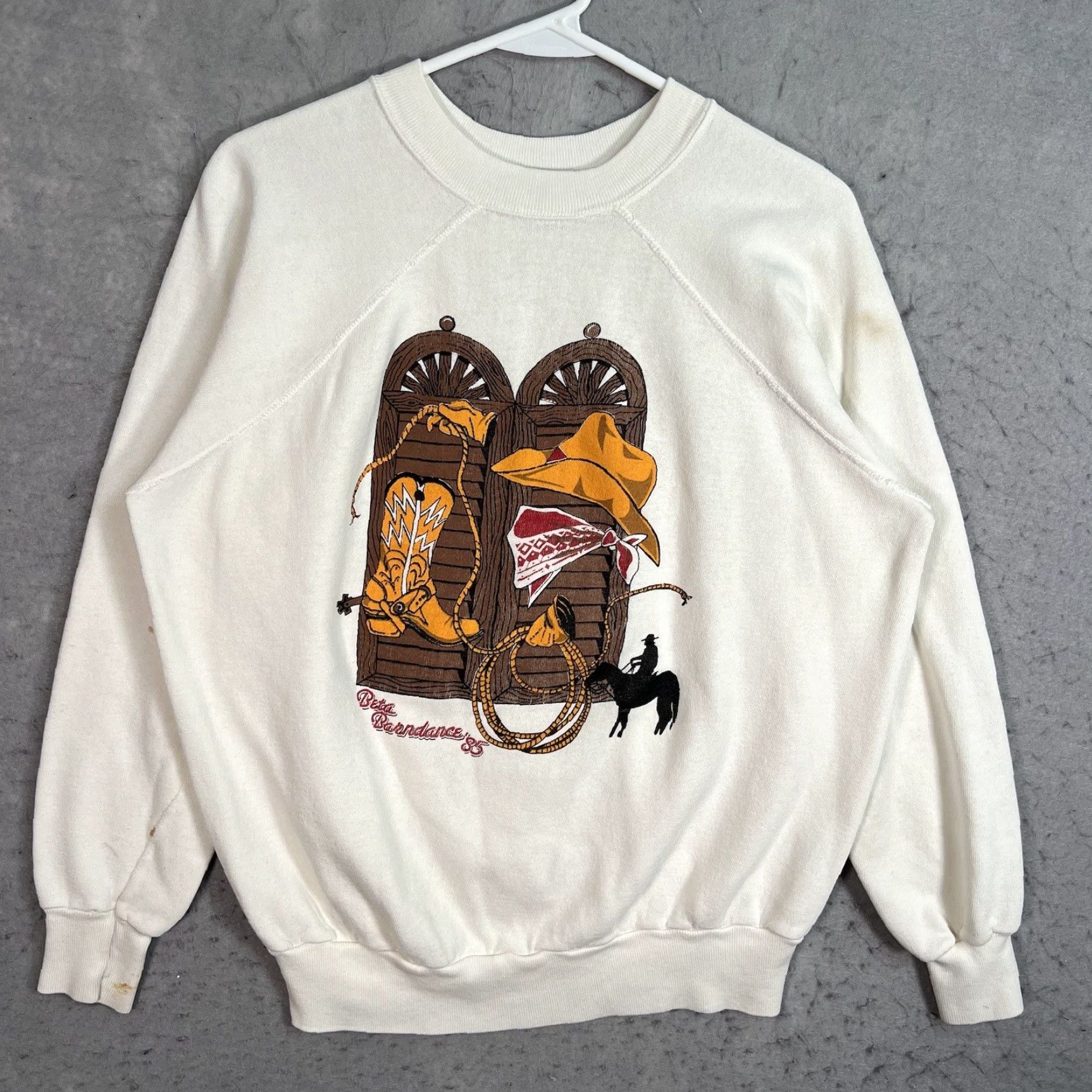 Vintage VINTAGE Pannill Cowboy Sweater Shirt Adult XL White Cotton Blend 1985 Barndance Men Size US XL / EU 56 / 4 - 2 Thumbnail