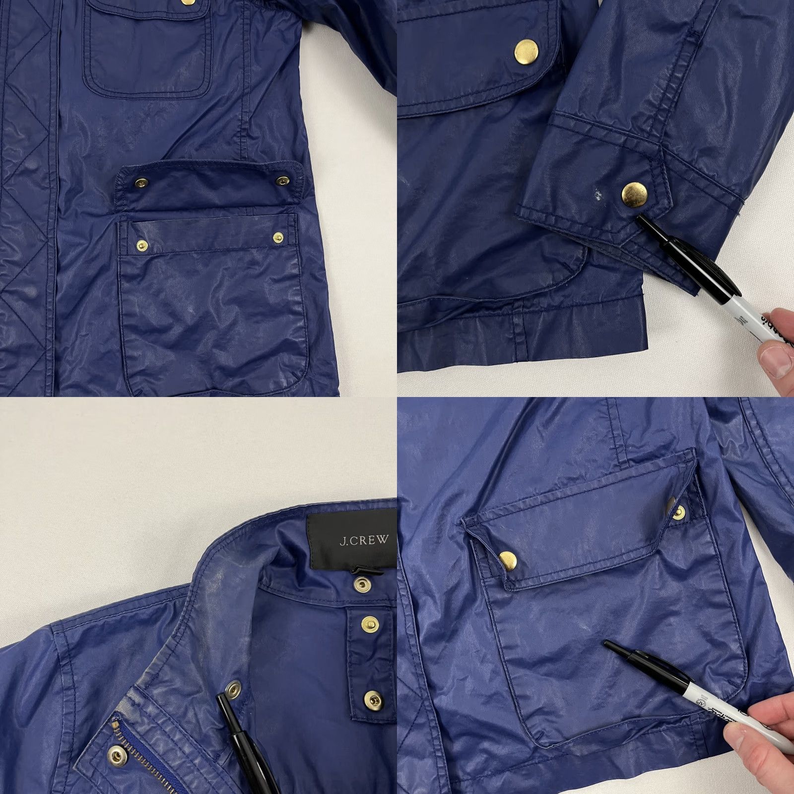 J.Crew VINTAGE J. Crew Downtown Jacket Womens M Blue Waxed Field Chore Military Cargo Y2K Size M / US 6-8 / IT 42-44 - 8 Thumbnail