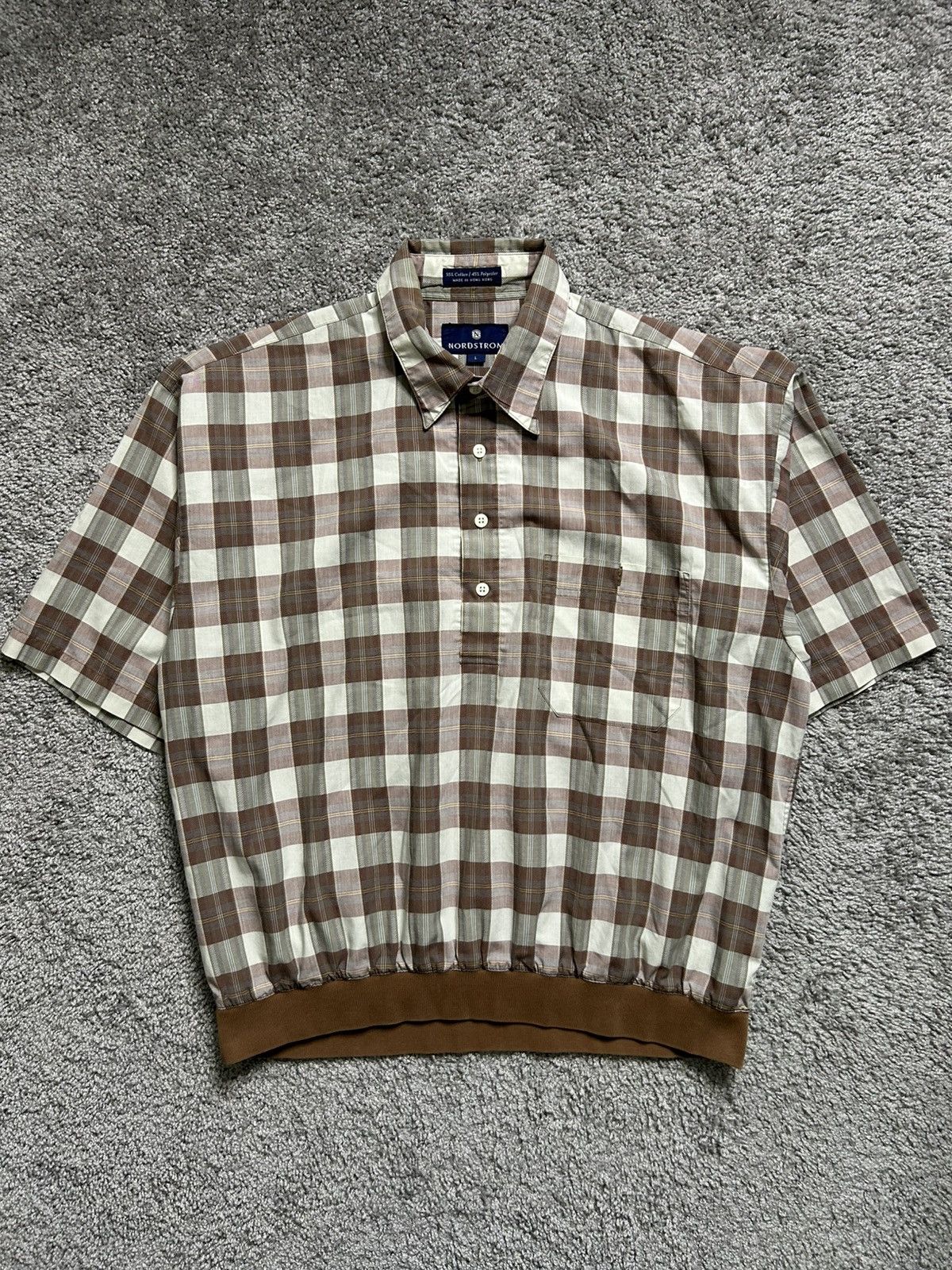 Nordstrom Vintage 80s Nordstrom Checkered Polo Earth Tone Boxy Cropped Size US L / EU 52-54 / 3 - 1 Thumbnail