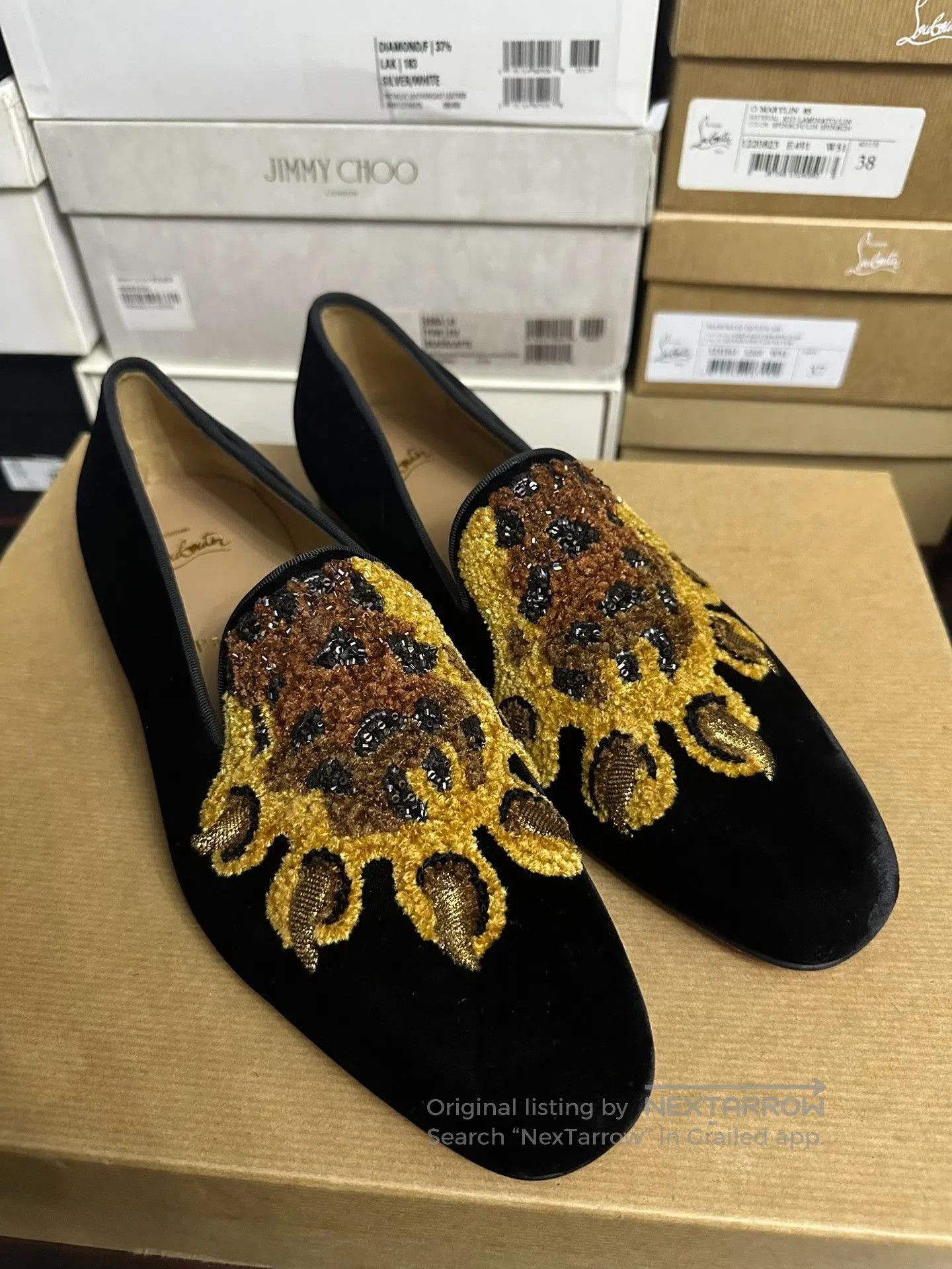 Christian Louboutin Christian Louboutin Men's Black Embroidered Loafers. Size US 7.5 / EU 40-41 - 1 Thumbnail
