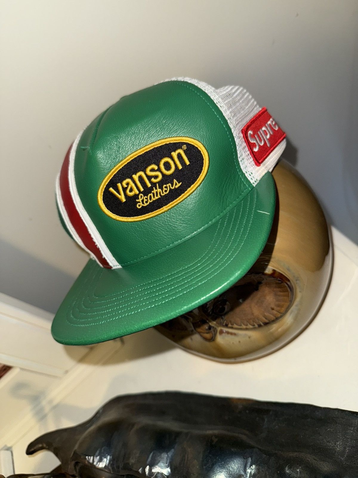 Supreme × Vanson Leathers Vanson Leather + Supreme “Trucker Hat” snapback Leather! Size ONE SIZE - 3 Thumbnail