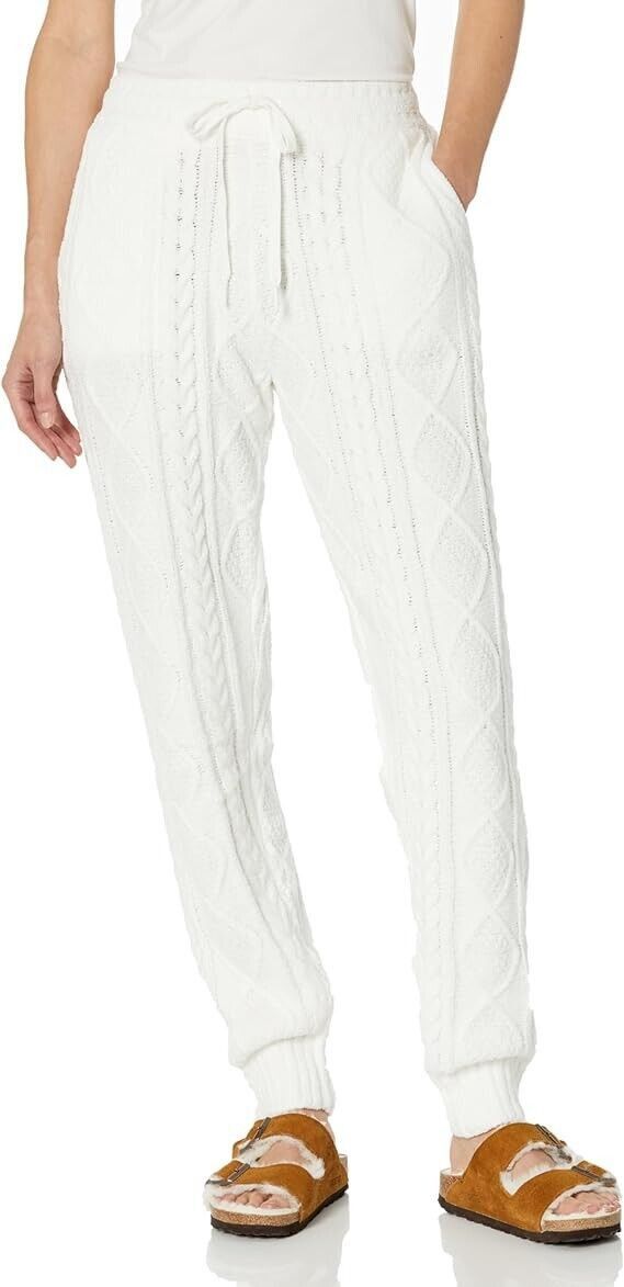 image of P.j. Salvage Loungewear Cable Crew Lounge Banded Pant ( L ) in White/Offwhite, Women's (Size 32)