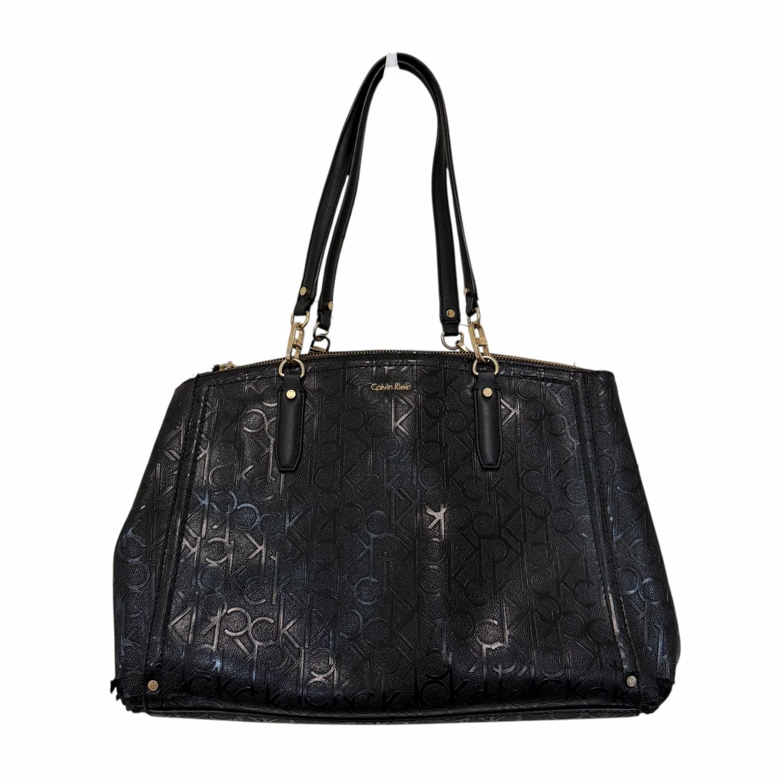 Calvin Klein Calvin Klein Black Monogram Patent Leather Handbag Size ONE SIZE - 1 Thumbnail