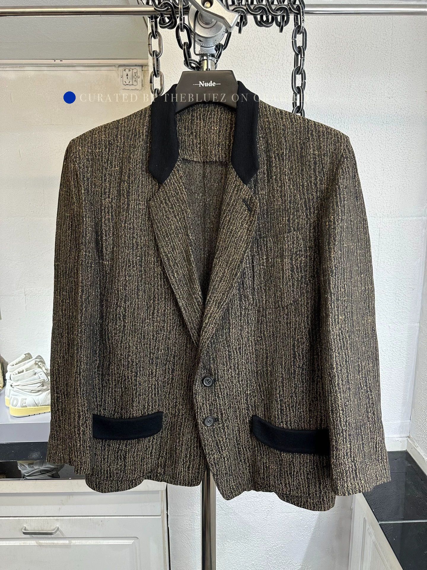 Yohji Yamamoto Vintage 80s Textured Stripe Suit Size US M / EU 48-50 / 2 - 1 Thumbnail