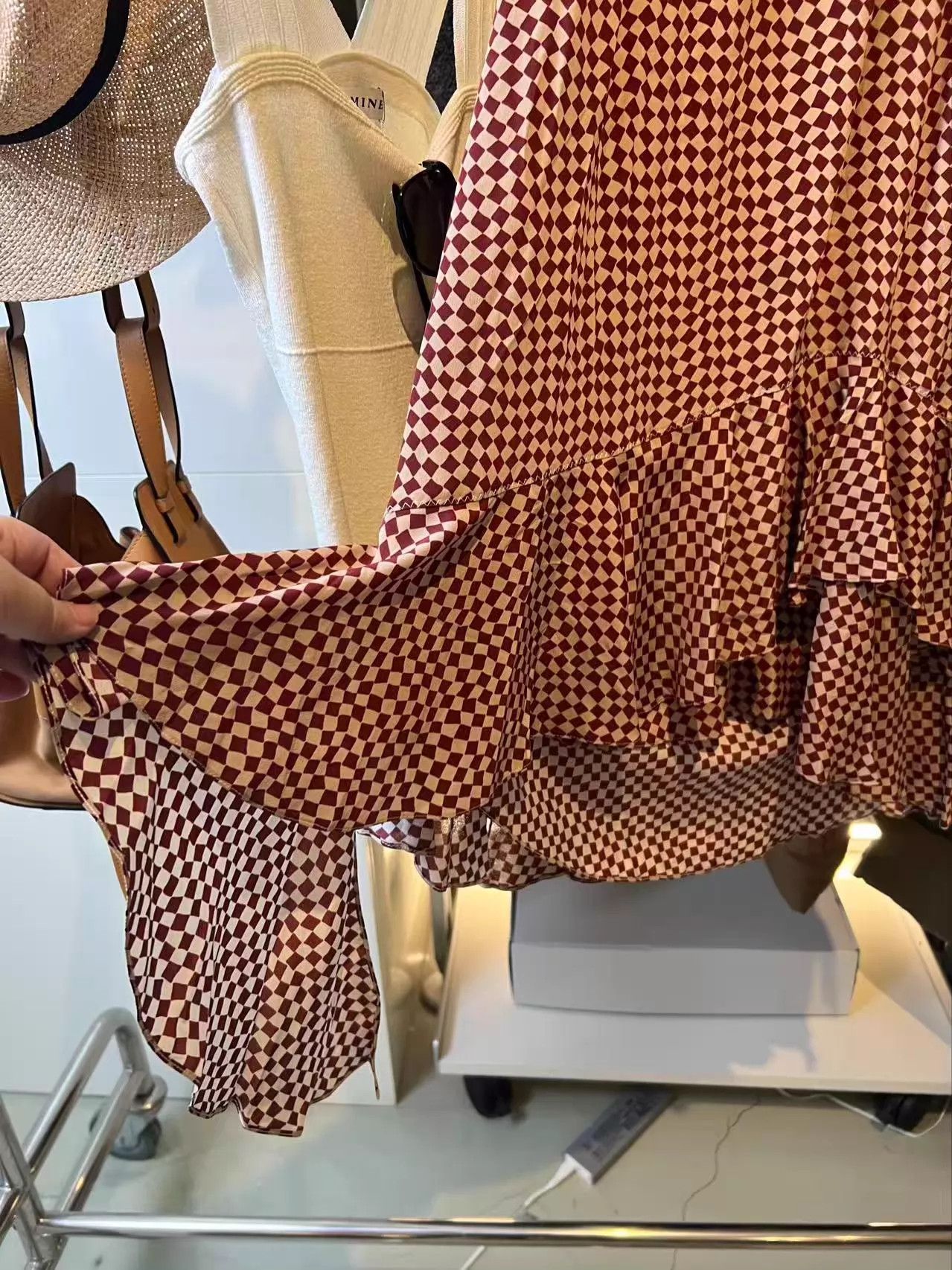 Marni Marni Red White Check Silk Layered Midi Skirt M Size 27" / US 4 / IT 40 - 4 Thumbnail