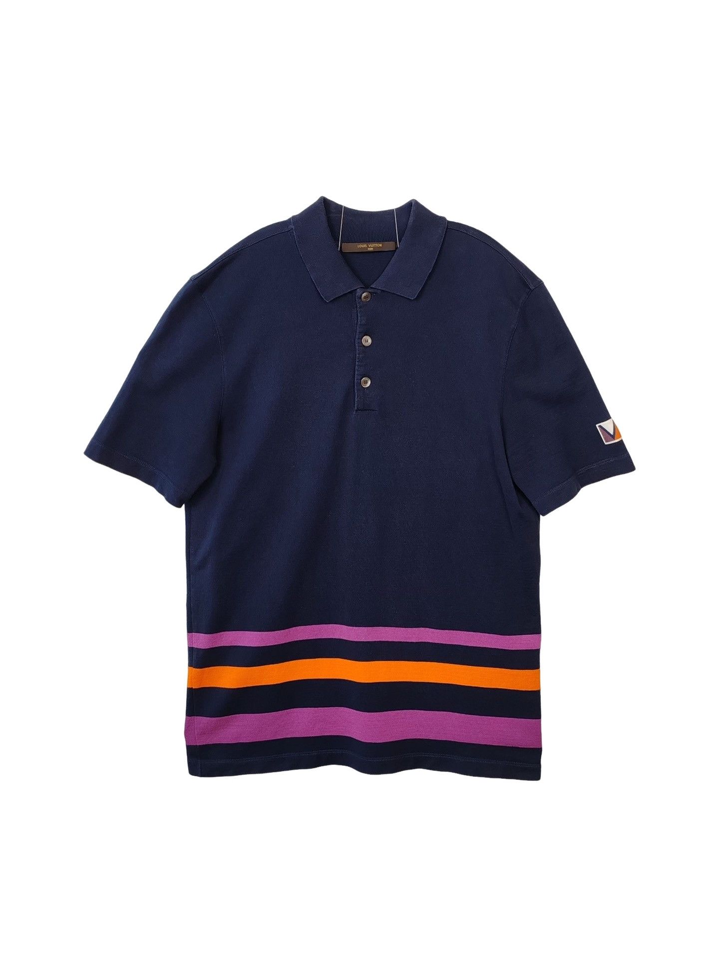 Louis Vuitton Louis Vuitton Striped V Logo Polo Shirt Size M Size US M / EU 48-50 / 2 - 1 Thumbnail